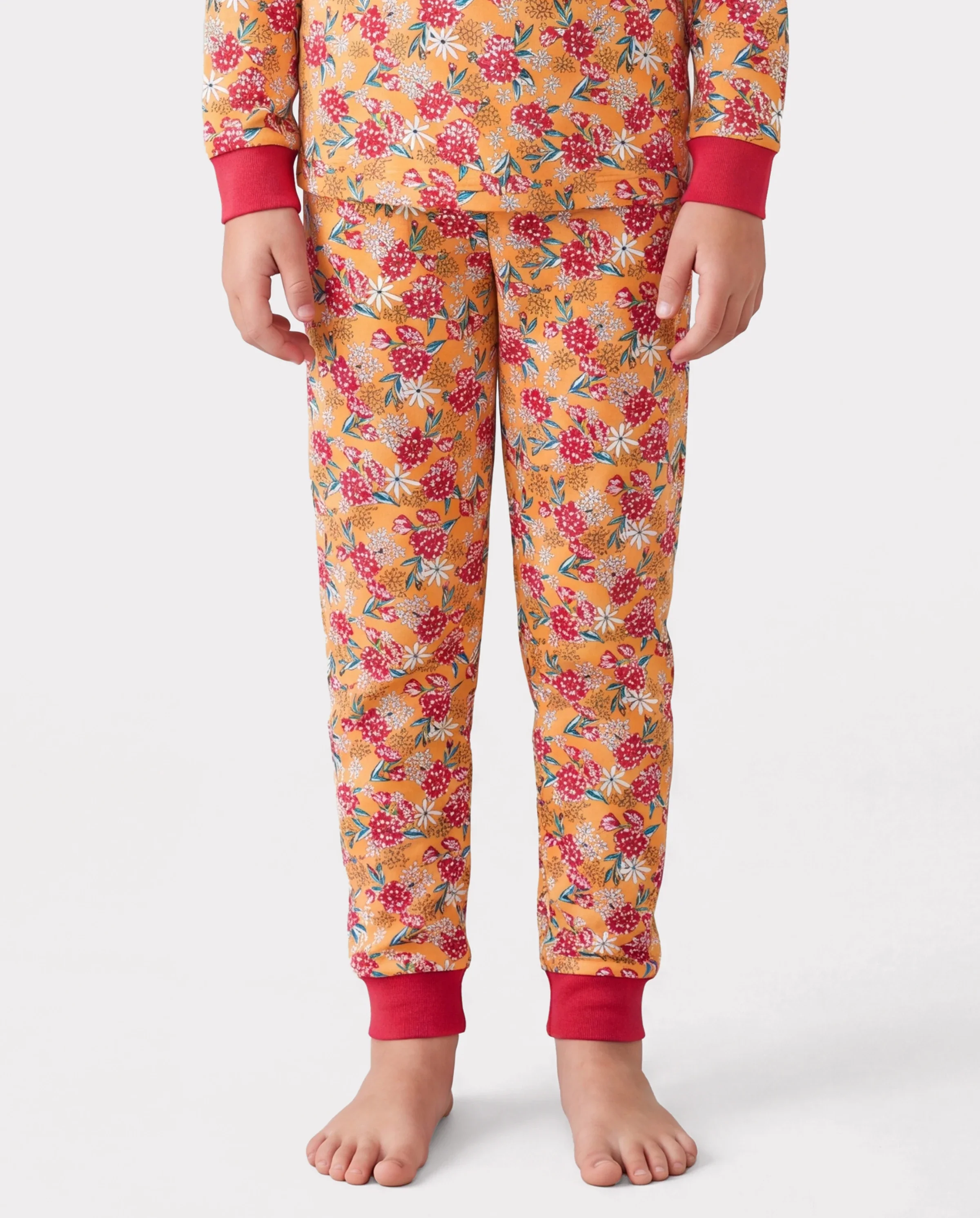 Christmas / Halloween Pajama 2-Piece Upgraded Thick Bamboo Pajama Set With Childlike Print for Toddler / Kids Girl (Snug-Fitting) Orange - Image 4