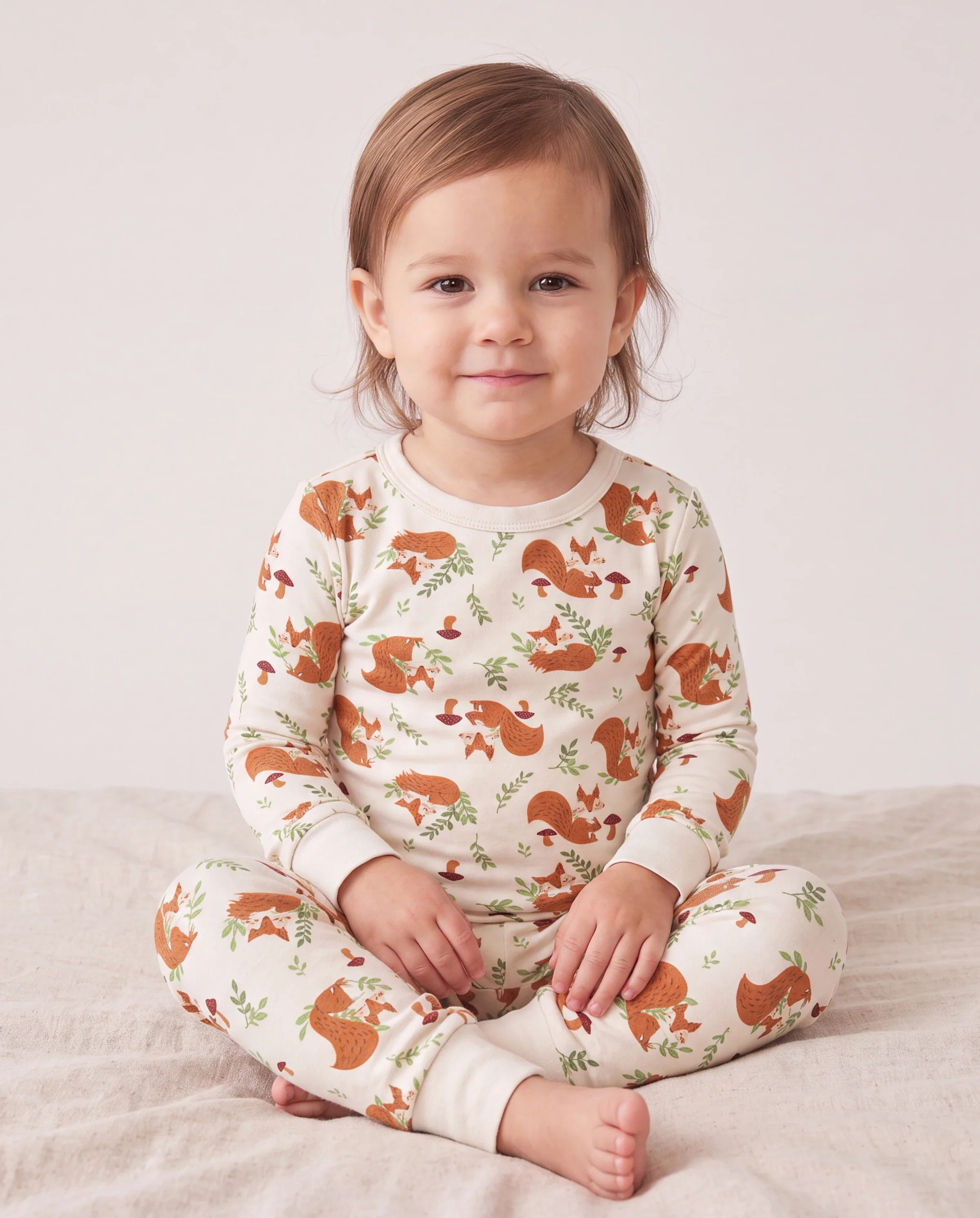 Christmas / Halloween Pajama 2-piece Bamboo Pajamas Set With Childlike Print for Baby / Toddler( Snug-Fitting) Apricot - Image 2