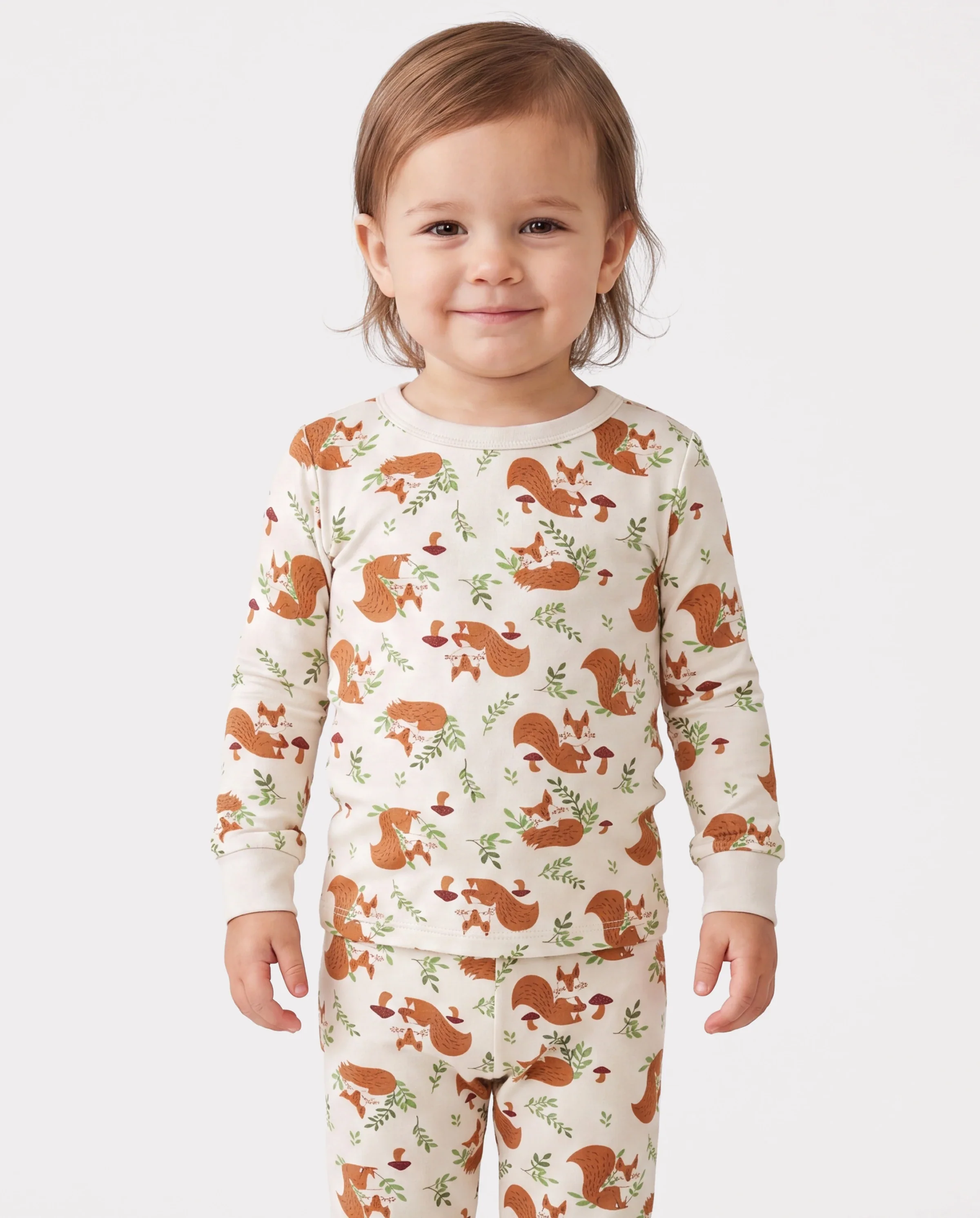 Christmas / Halloween Pajama 2-piece Bamboo Pajamas Set With Childlike Print for Baby / Toddler( Snug-Fitting) Apricot - Image 3