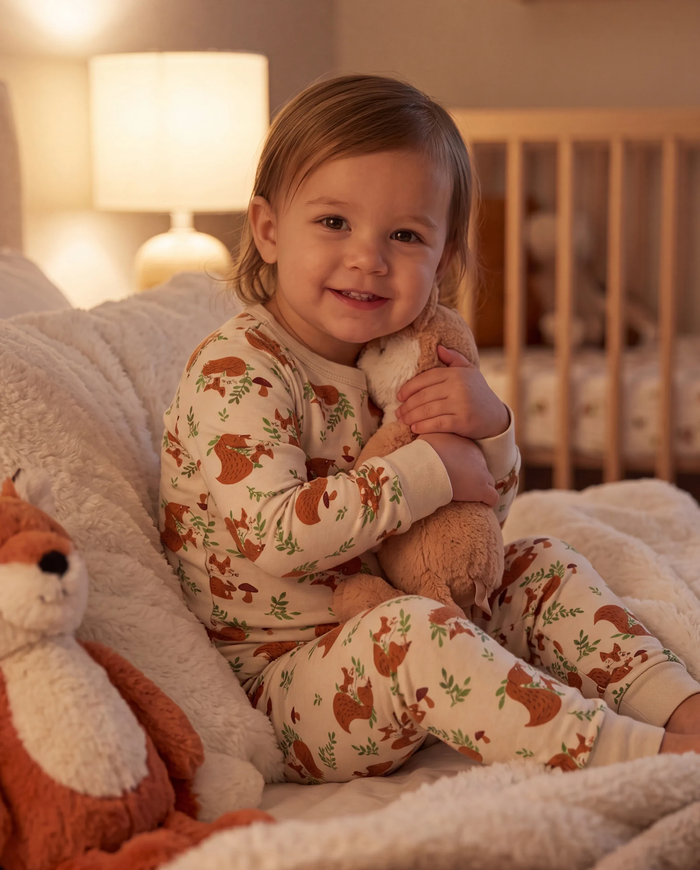Christmas / Halloween Pajama 2-piece Bamboo Pajamas Set With Childlike Print for Baby / Toddler( Snug-Fitting) Apricot - Image 7