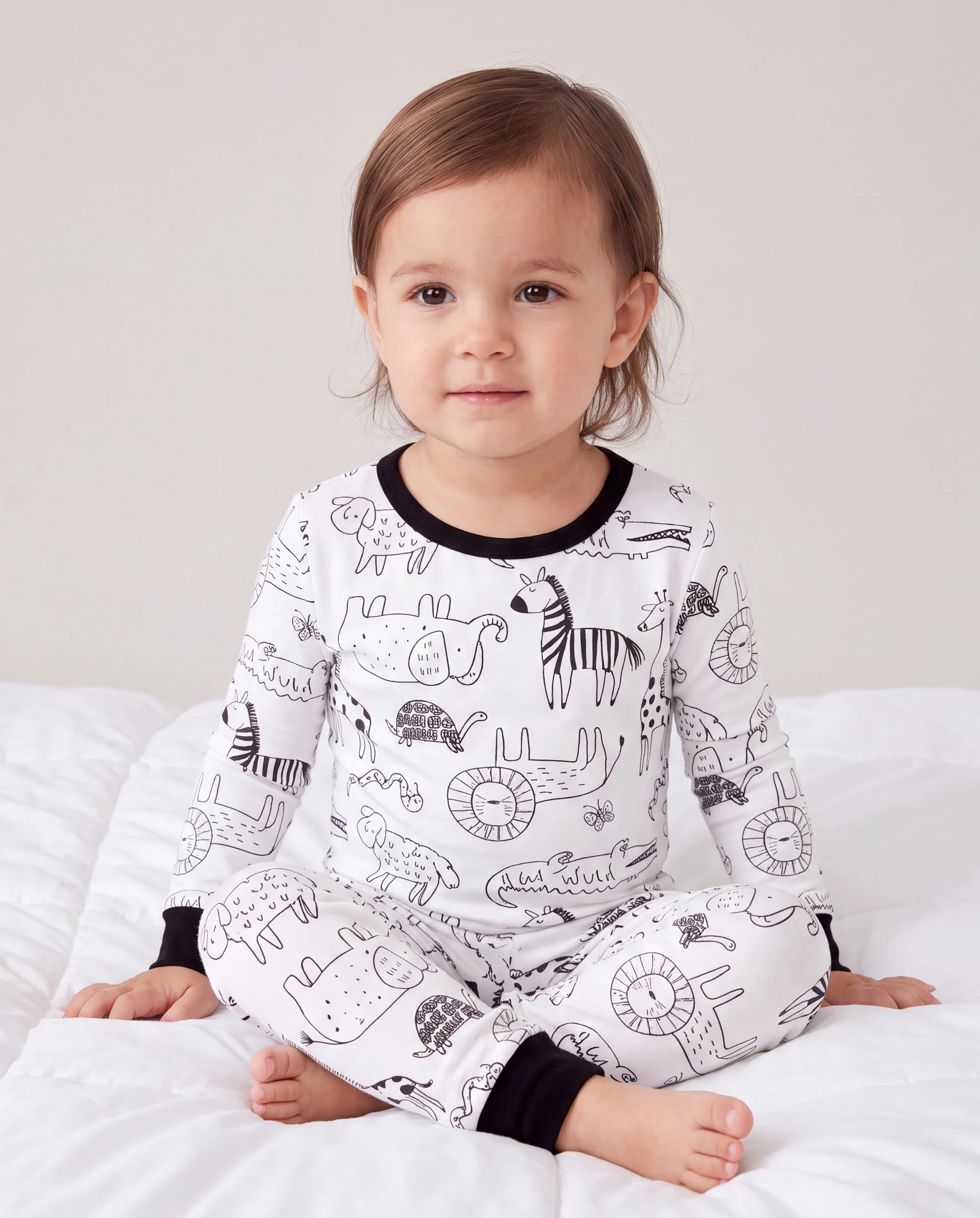 Christmas / Halloween Pajama 2-piece Bamboo Pajamas Set With Childlike Print for Baby / Toddler( Snug-Fitting) Black - Image 3