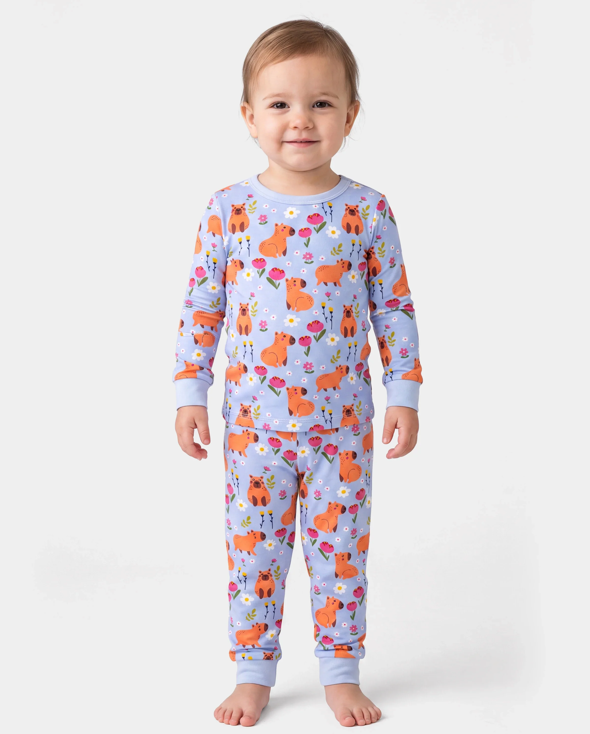 Christmas / Halloween Pajama 2-piece Bamboo Pajamas Set With Childlike Print for Baby / Toddler( Snug-Fitting) Blue