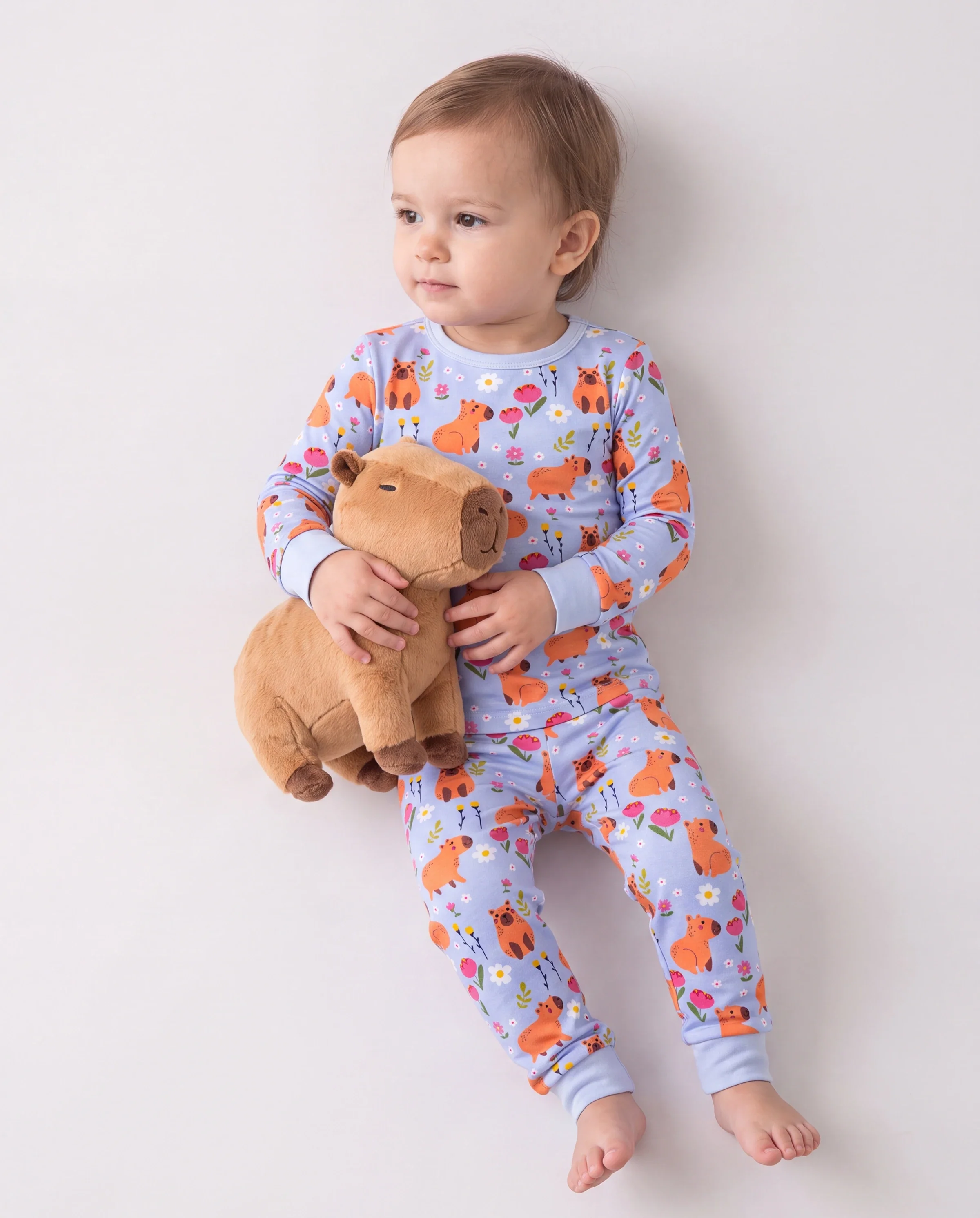 Christmas / Halloween Pajama 2-piece Bamboo Pajamas Set With Childlike Print for Baby / Toddler( Snug-Fitting) Blue - Image 2