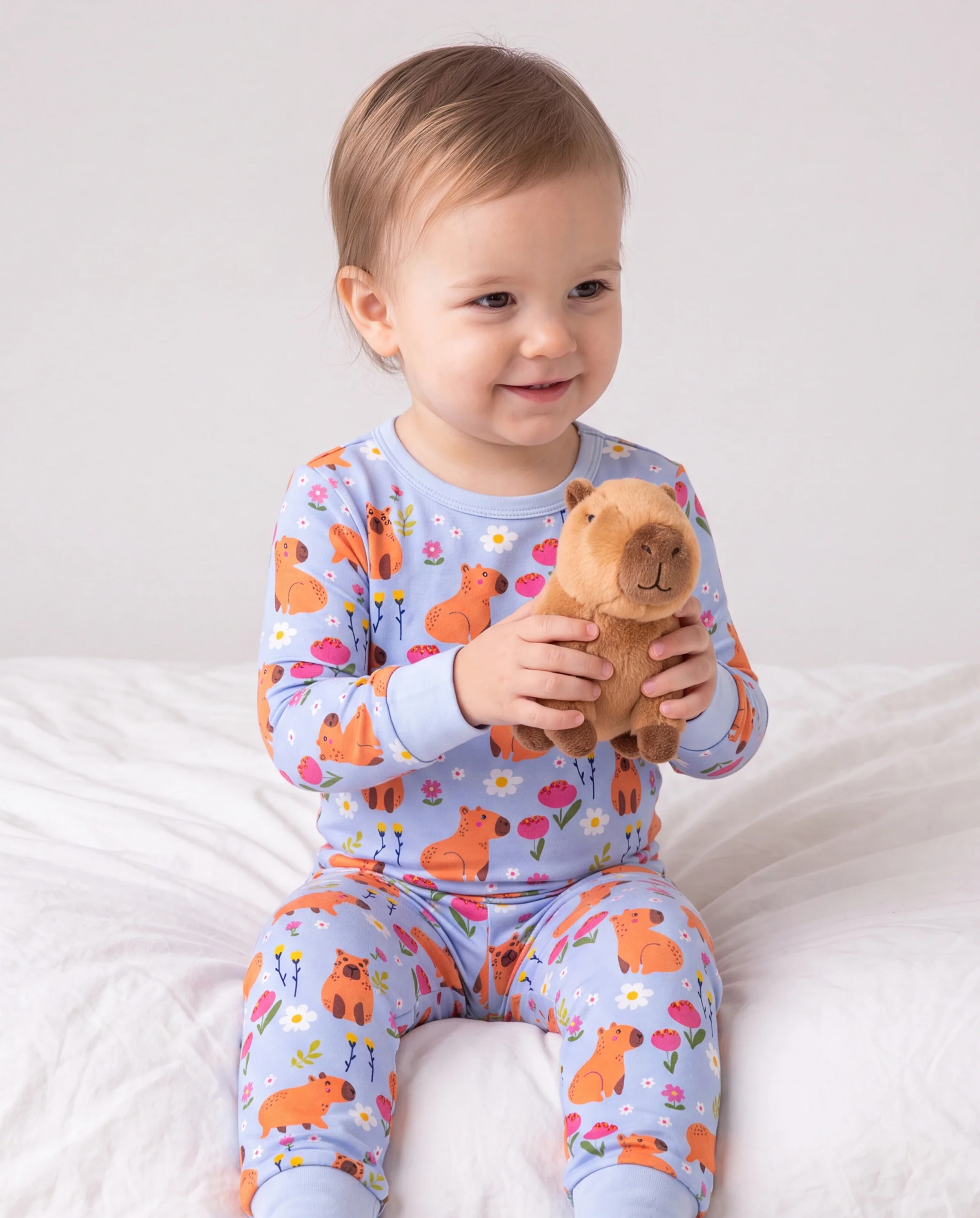 Christmas / Halloween Pajama 2-piece Bamboo Pajamas Set With Childlike Print for Baby / Toddler( Snug-Fitting) Blue - Image 3
