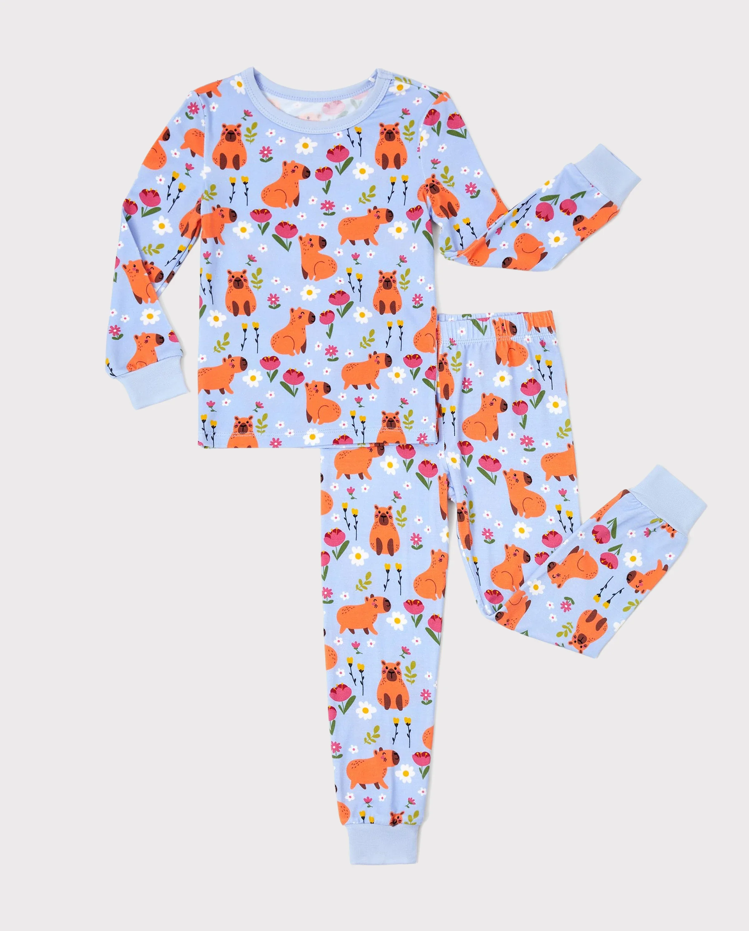 Christmas / Halloween Pajama 2-piece Bamboo Pajamas Set With Childlike Print for Baby / Toddler( Snug-Fitting) Blue - Image 6