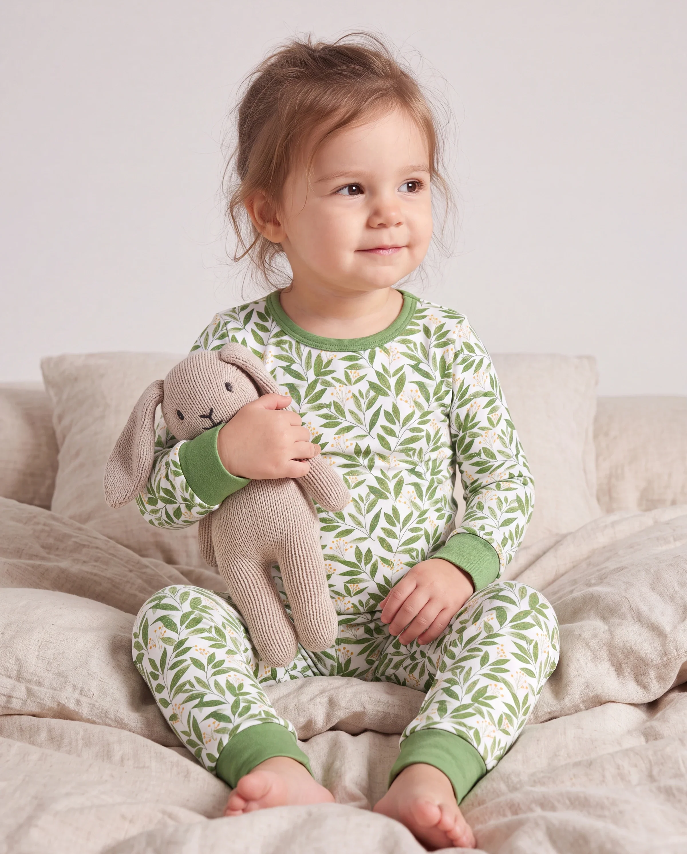 Christmas / Halloween Pajama 2-piece Bamboo Pajamas Set With Childlike Print for Baby / Toddler( Snug-Fitting) Green - Image 2