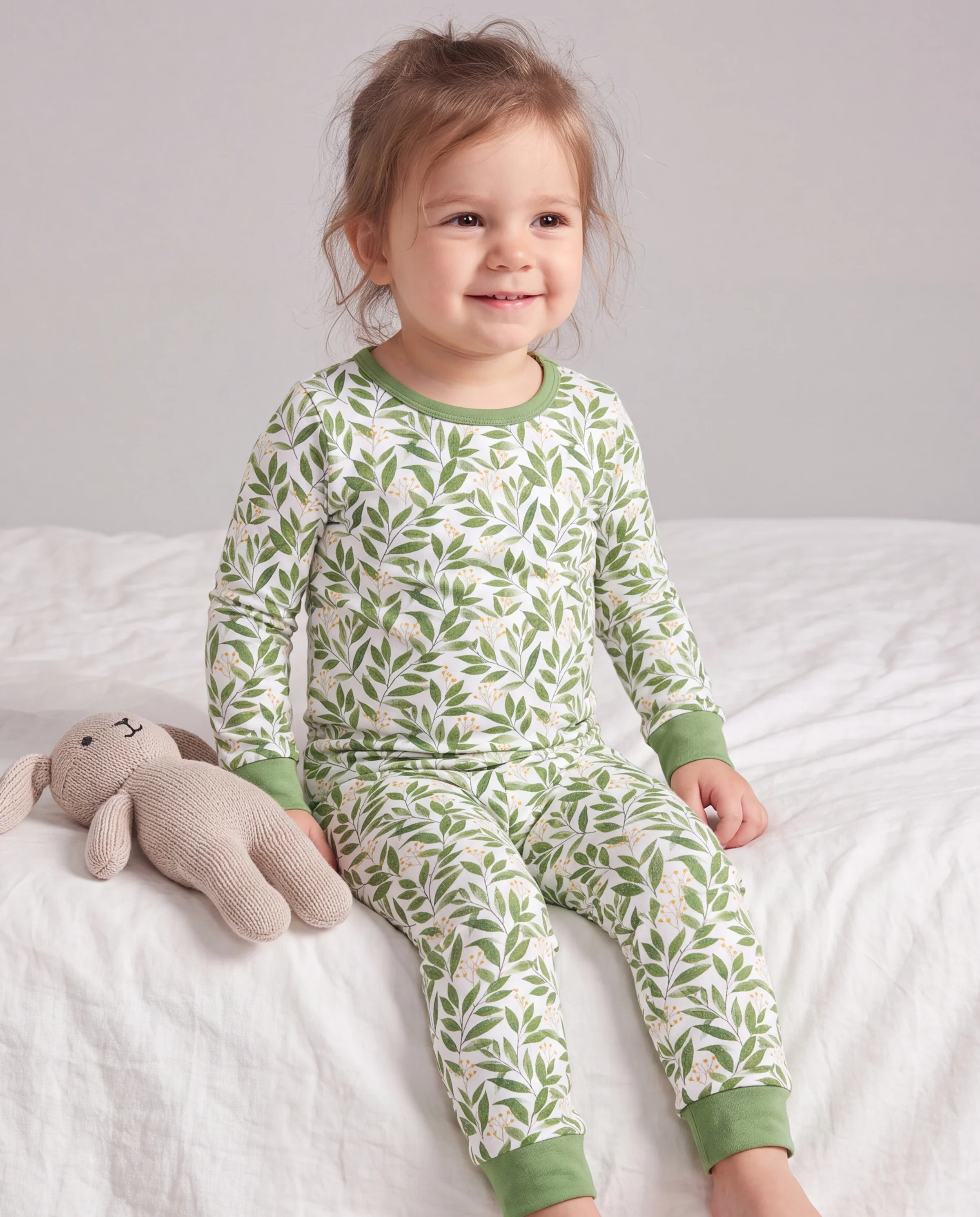 Christmas / Halloween Pajama 2-piece Bamboo Pajamas Set With Childlike Print for Baby / Toddler( Snug-Fitting) Green - Image 3