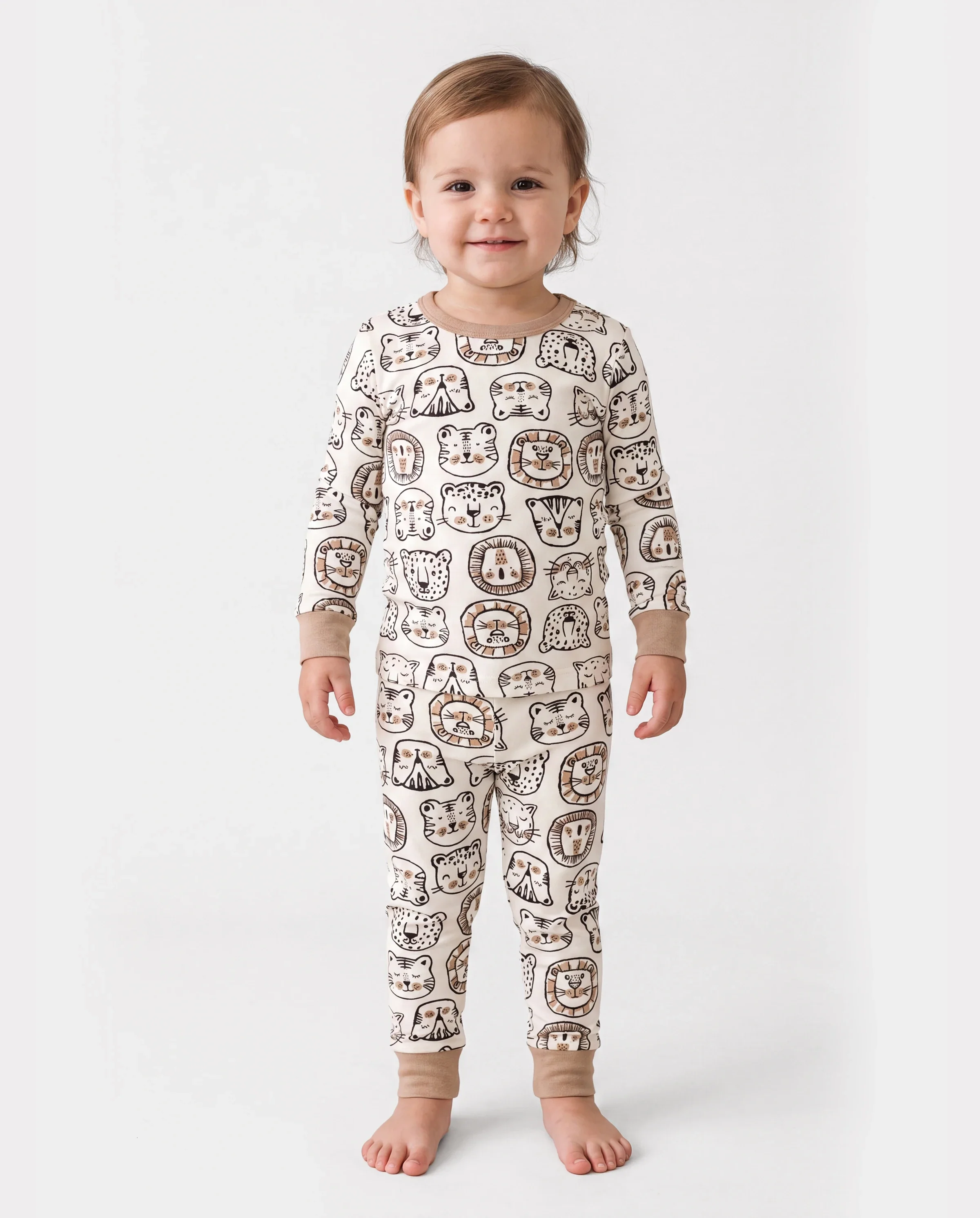Christmas / Halloween Pajama 2-piece Bamboo Pajamas Set With Childlike Print for Baby / Toddler( Snug-Fitting) Khaki