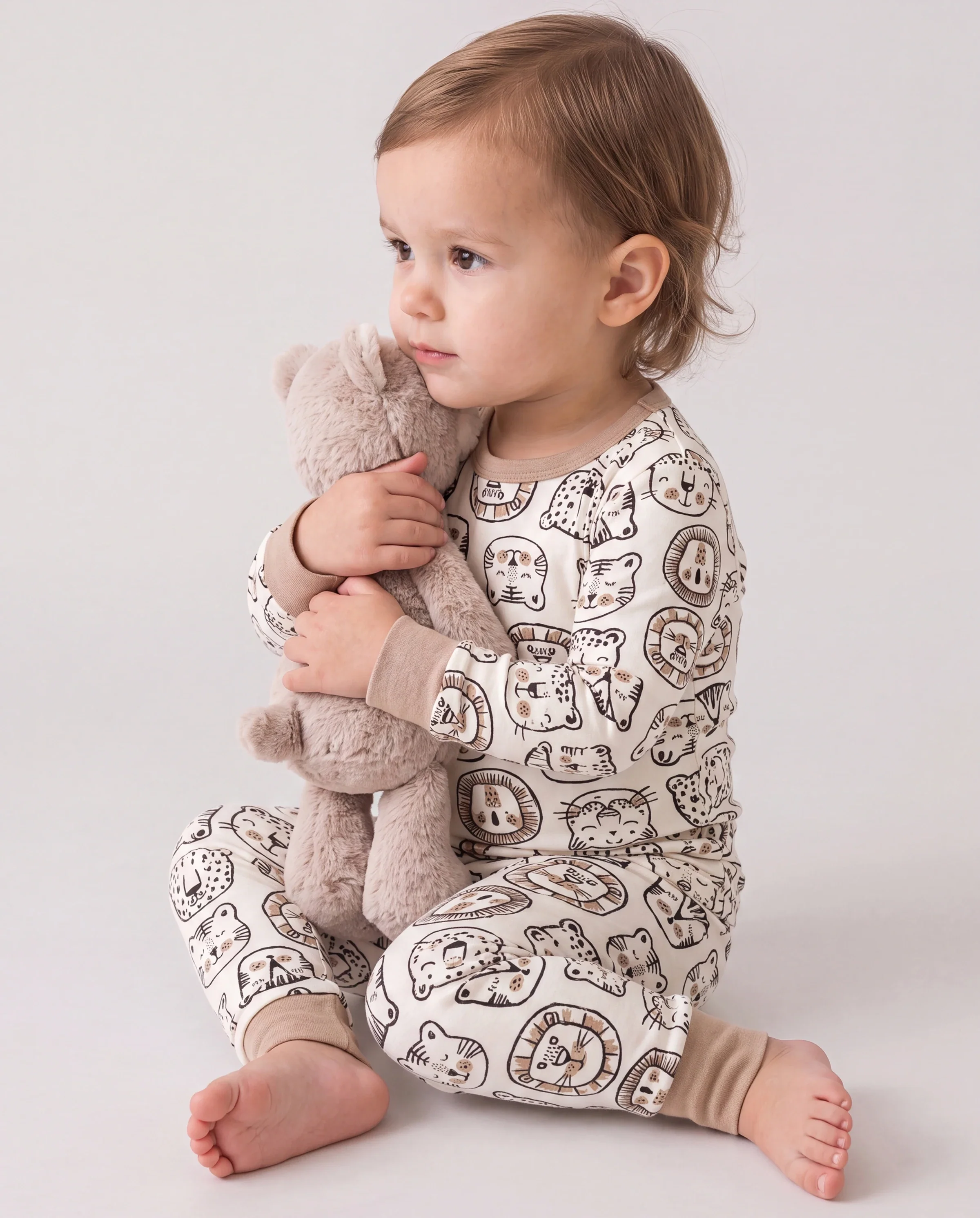Christmas / Halloween Pajama 2-piece Bamboo Pajamas Set With Childlike Print for Baby / Toddler( Snug-Fitting) Khaki - Image 2