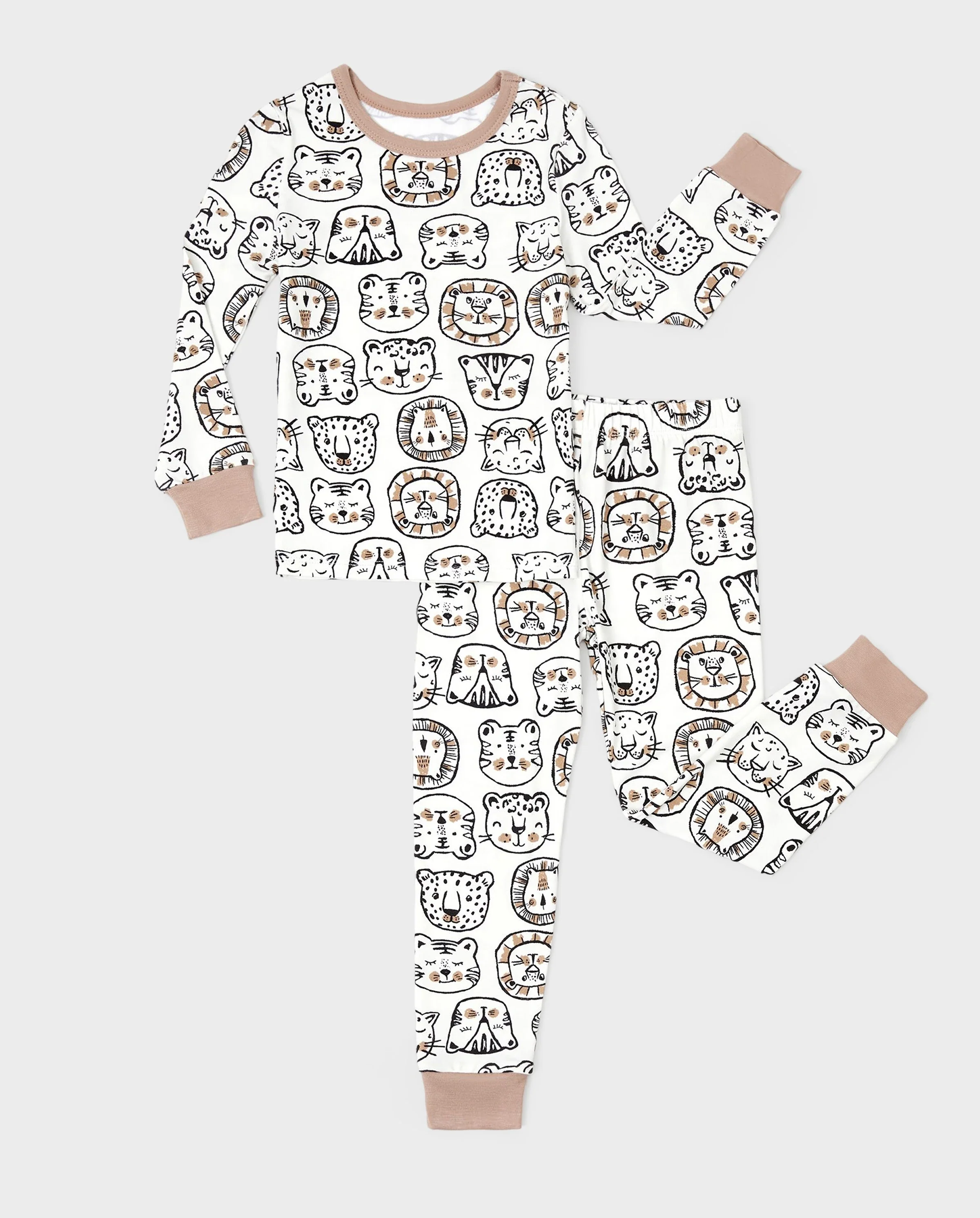 Christmas / Halloween Pajama 2-piece Bamboo Pajamas Set With Childlike Print for Baby / Toddler( Snug-Fitting) Khaki - Image 6