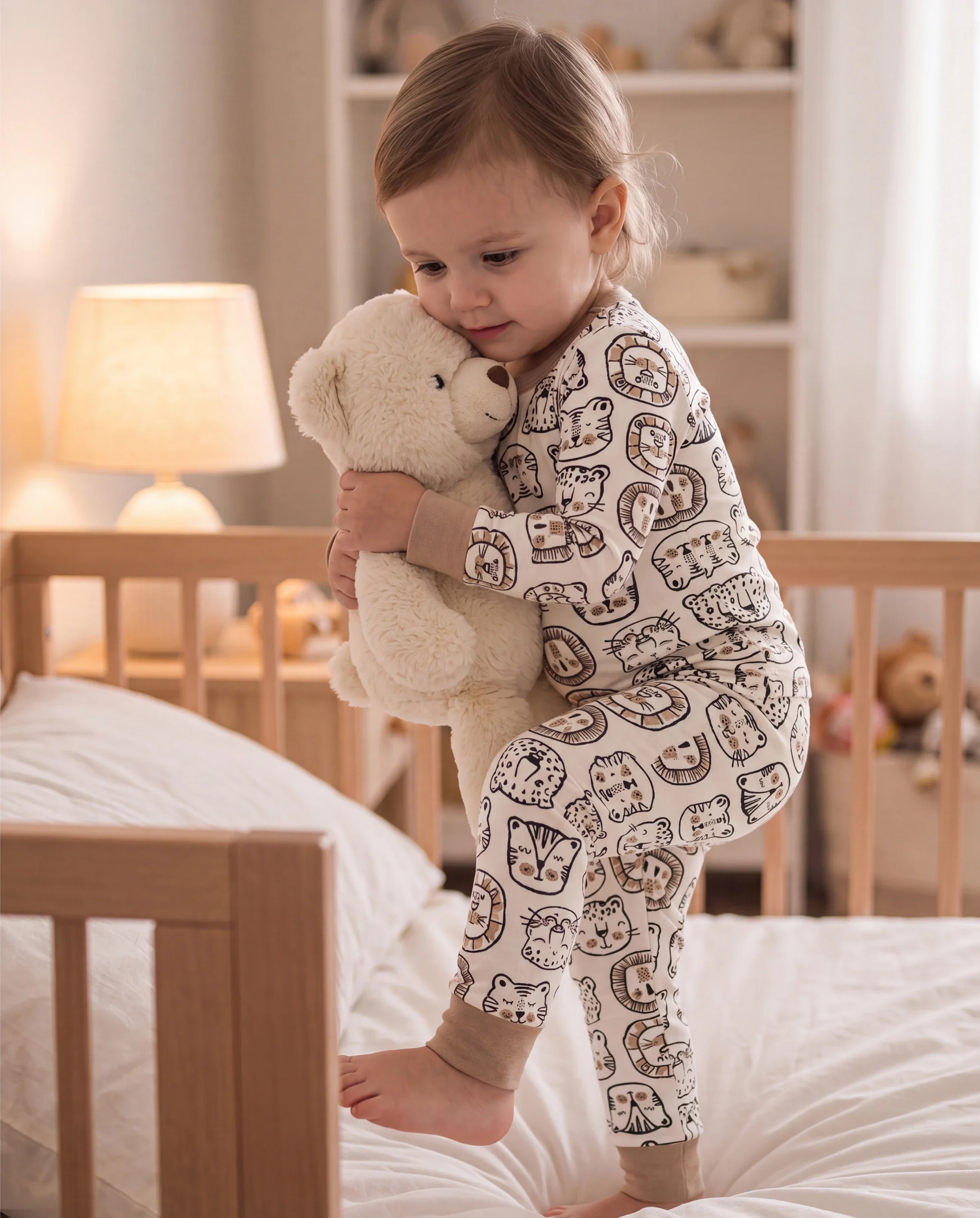Christmas / Halloween Pajama 2-piece Bamboo Pajamas Set With Childlike Print for Baby / Toddler( Snug-Fitting) Khaki - Image 7