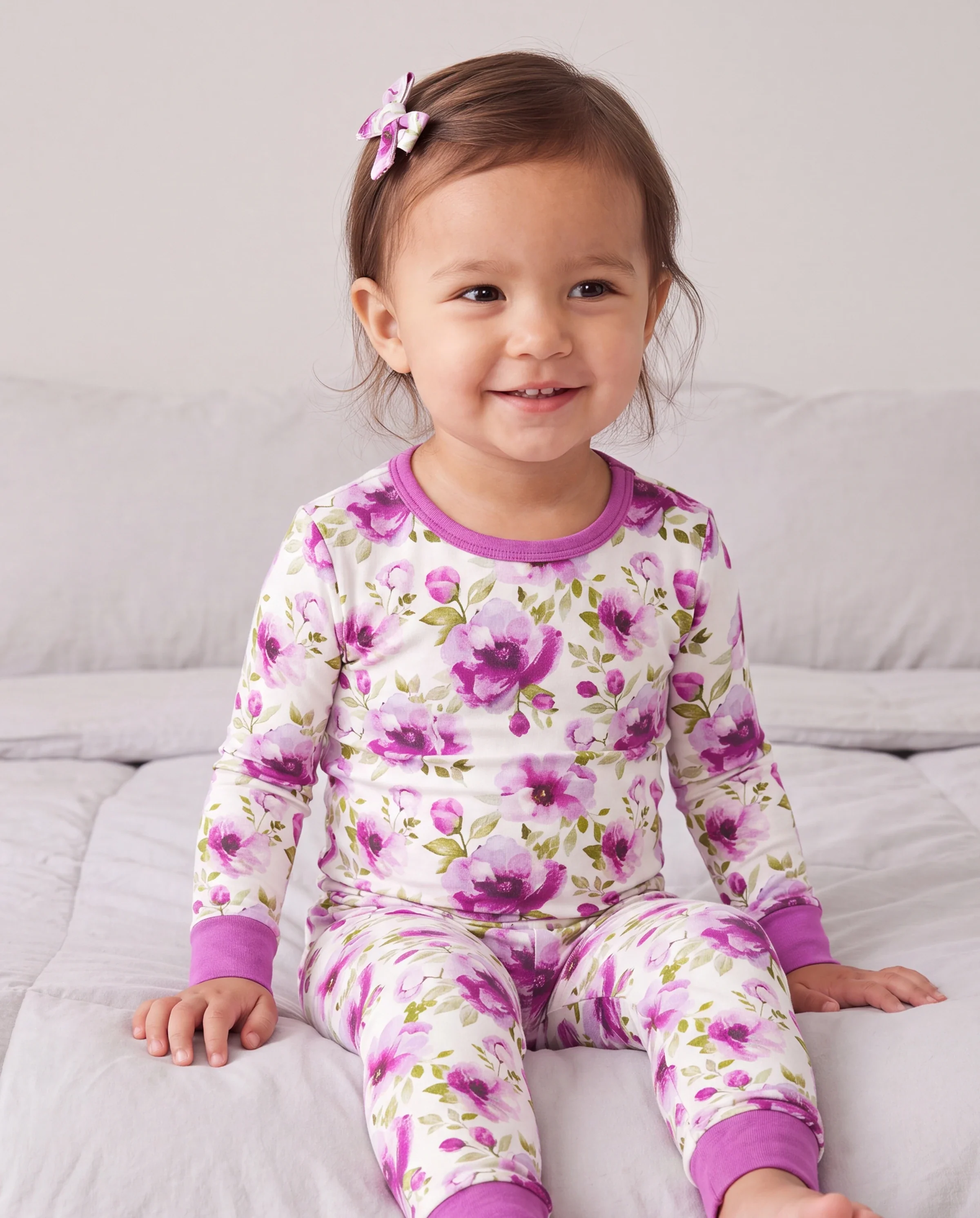 Christmas / Halloween Pajama 2-piece Bamboo Pajamas Set With Childlike Print for Baby / Toddler( Snug-Fitting) Light Purple - Image 3