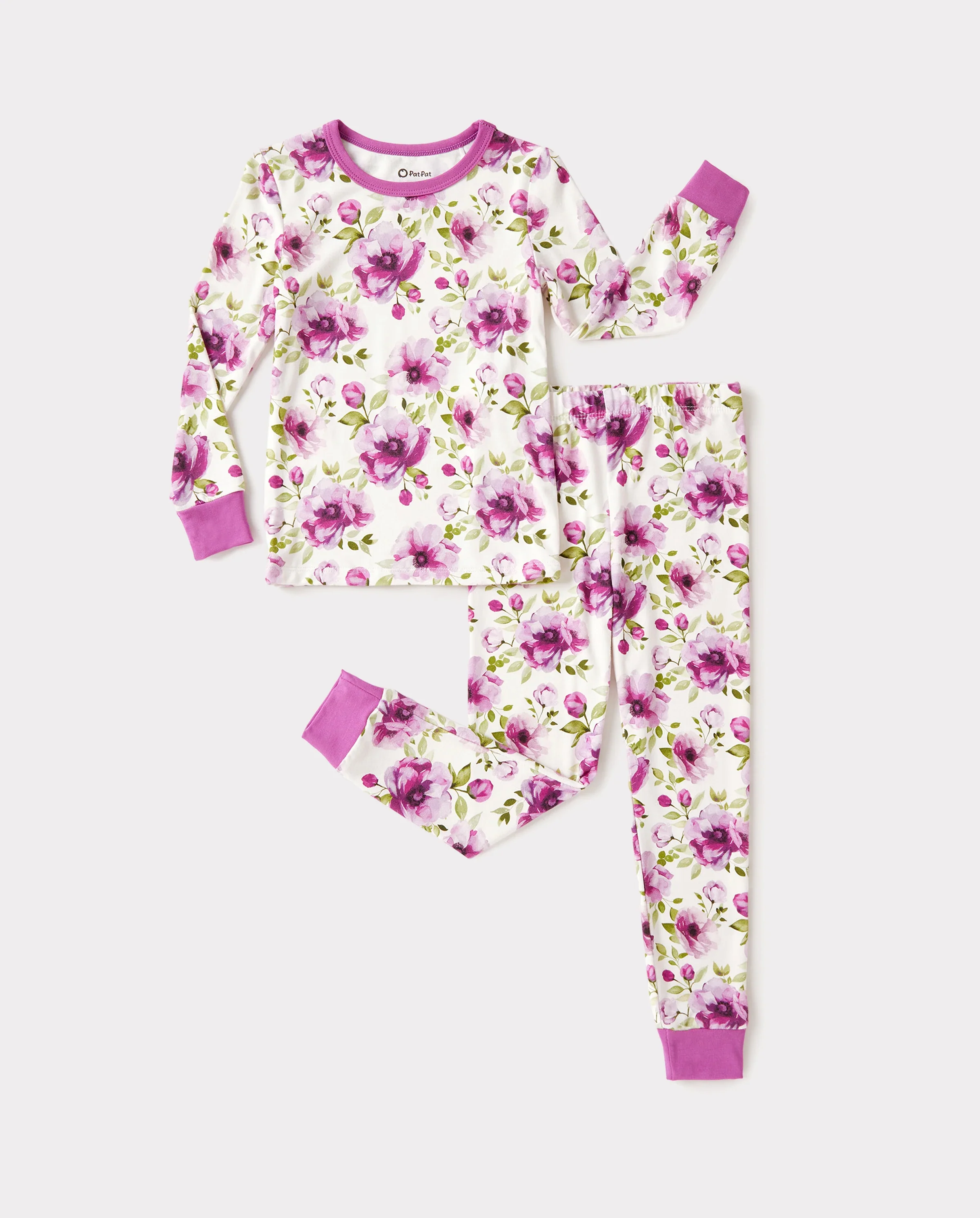Christmas / Halloween Pajama 2-piece Bamboo Pajamas Set With Childlike Print for Baby / Toddler( Snug-Fitting) Light Purple - Image 6