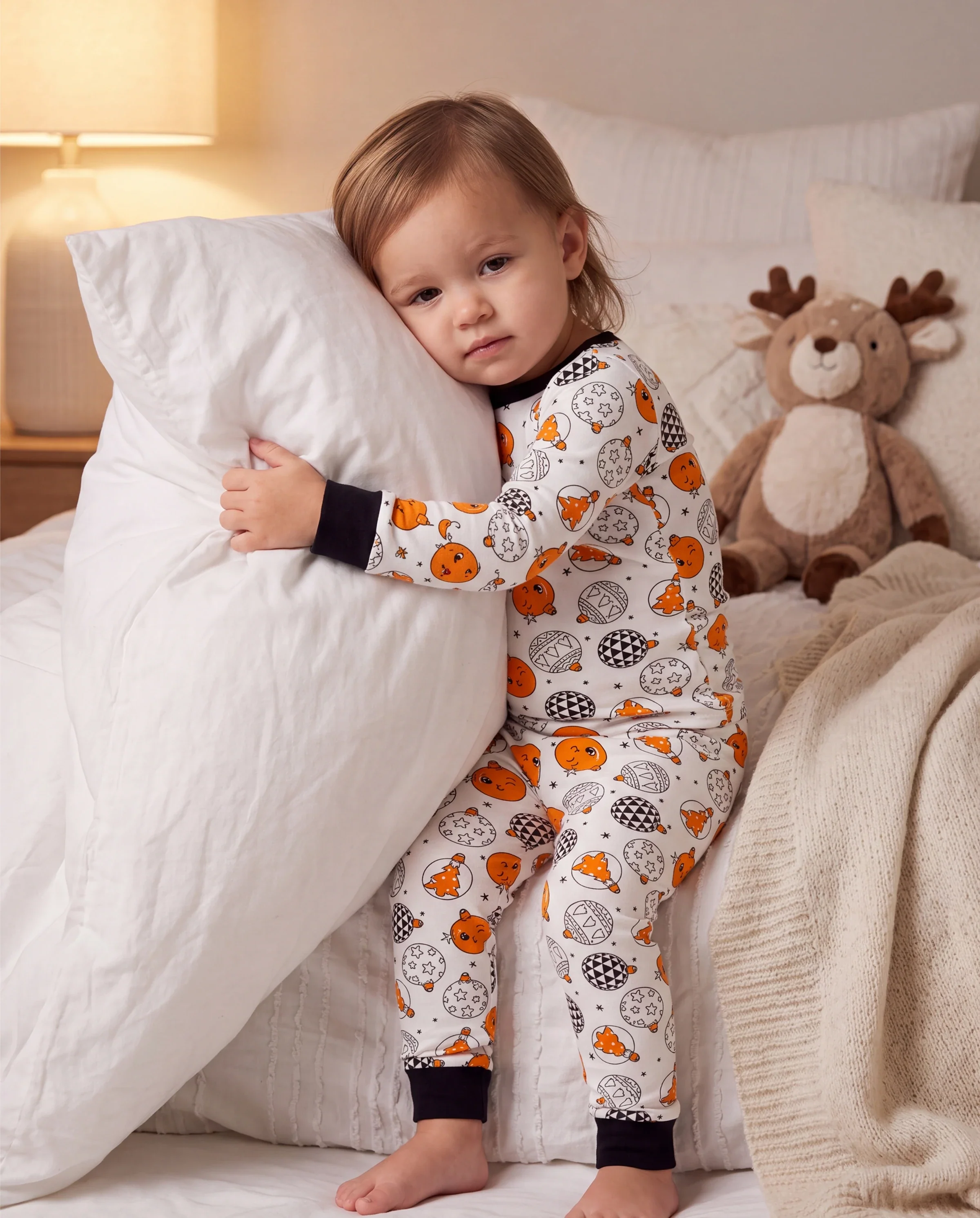 Christmas / Halloween Pajama 2-piece Bamboo Pajamas Set With Childlike Print for Baby / Toddler( Snug-Fitting) Orange - Image 7