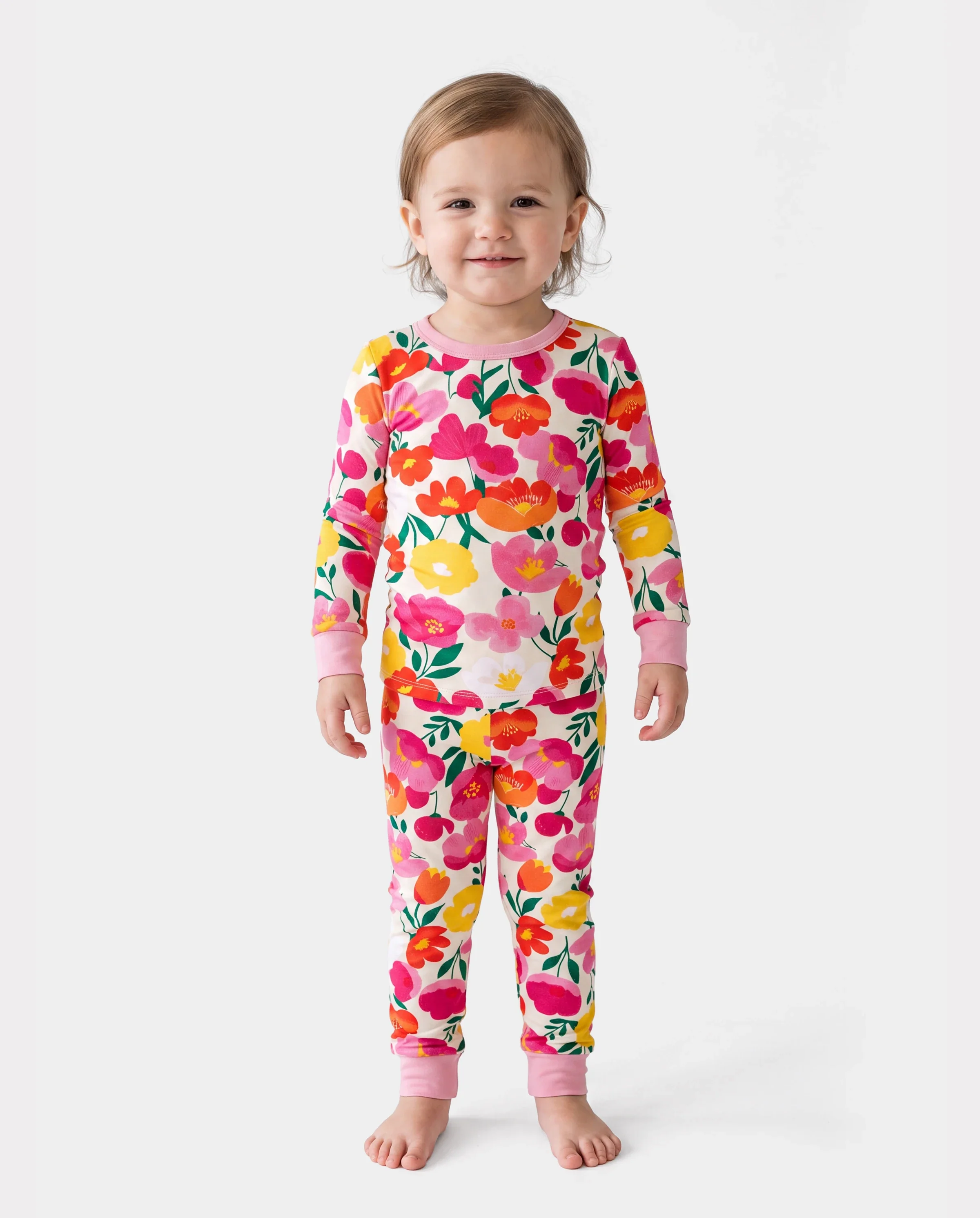 Christmas / Halloween Pajama 2-piece Bamboo Pajamas Set With Childlike Print for Baby / Toddler( Snug-Fitting) Pink - Image 2