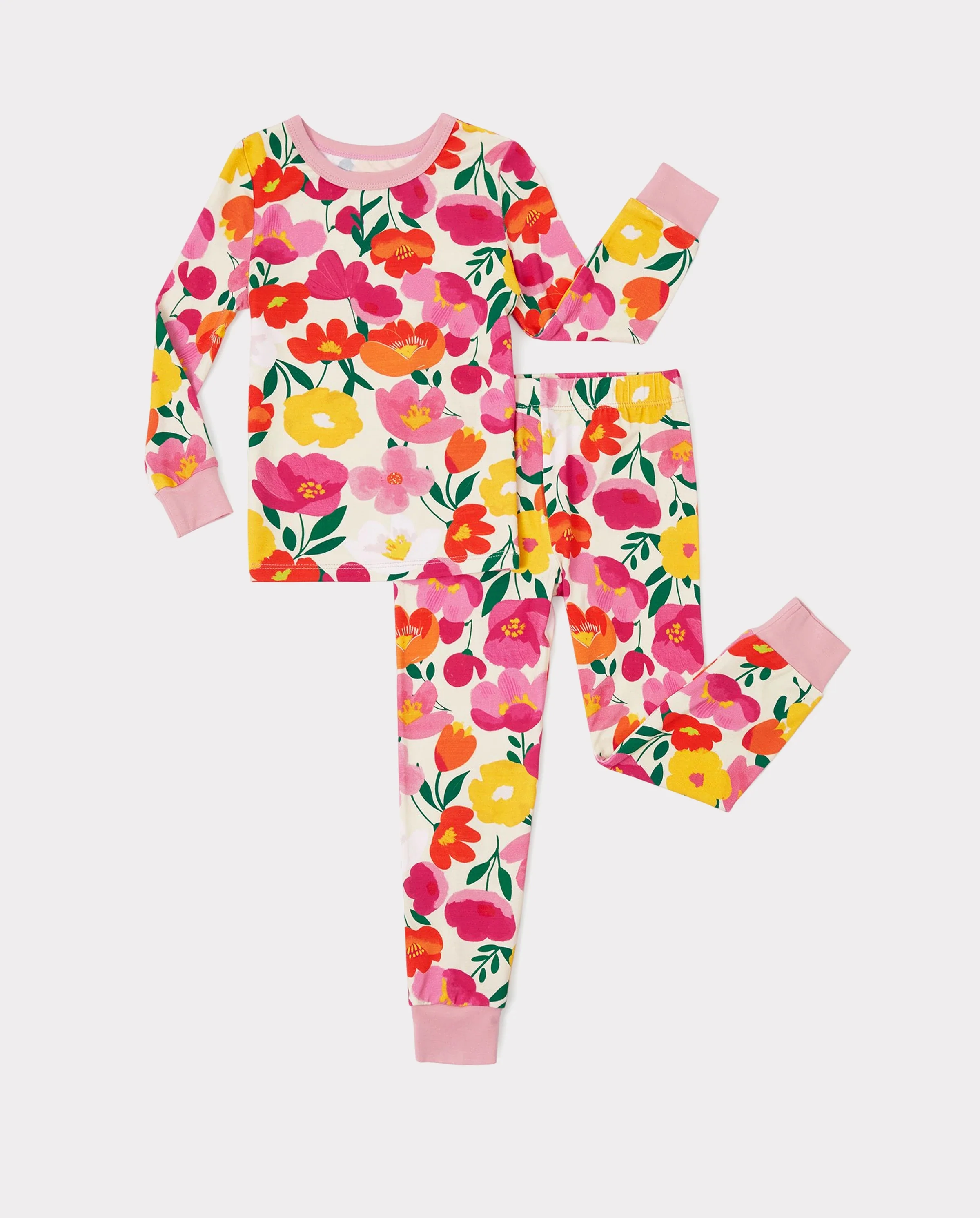 Christmas / Halloween Pajama 2-piece Bamboo Pajamas Set With Childlike Print for Baby / Toddler( Snug-Fitting) Pink - Image 6