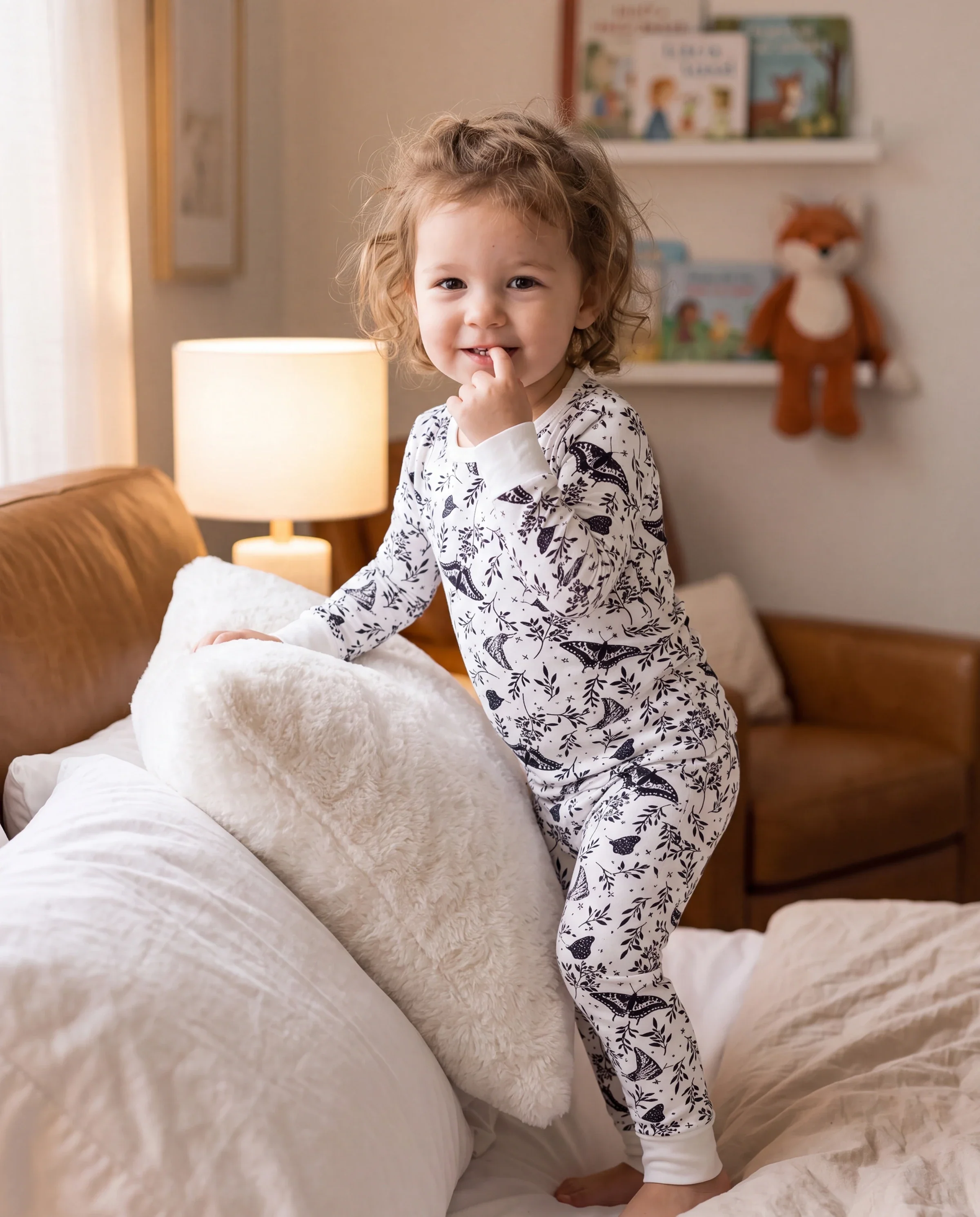 Christmas / Halloween Pajama 2-piece Bamboo Pajamas Set With Childlike Print for Baby / Toddler( Snug-Fitting) White - Image 7