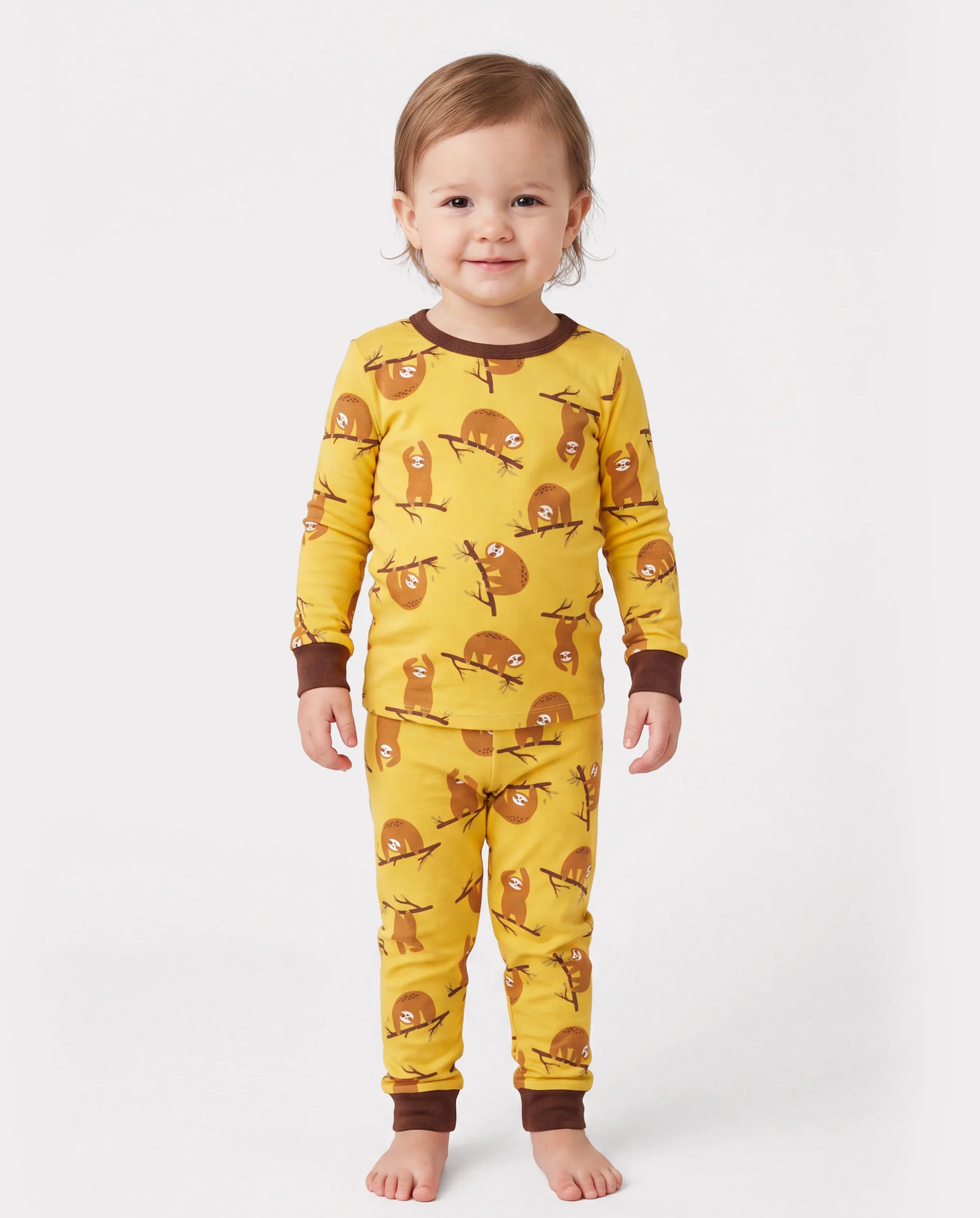 Christmas / Halloween Pajama 2-piece Bamboo Pajamas Set With Childlike Print for Baby / Toddler( Snug-Fitting) Yellow - Image 2