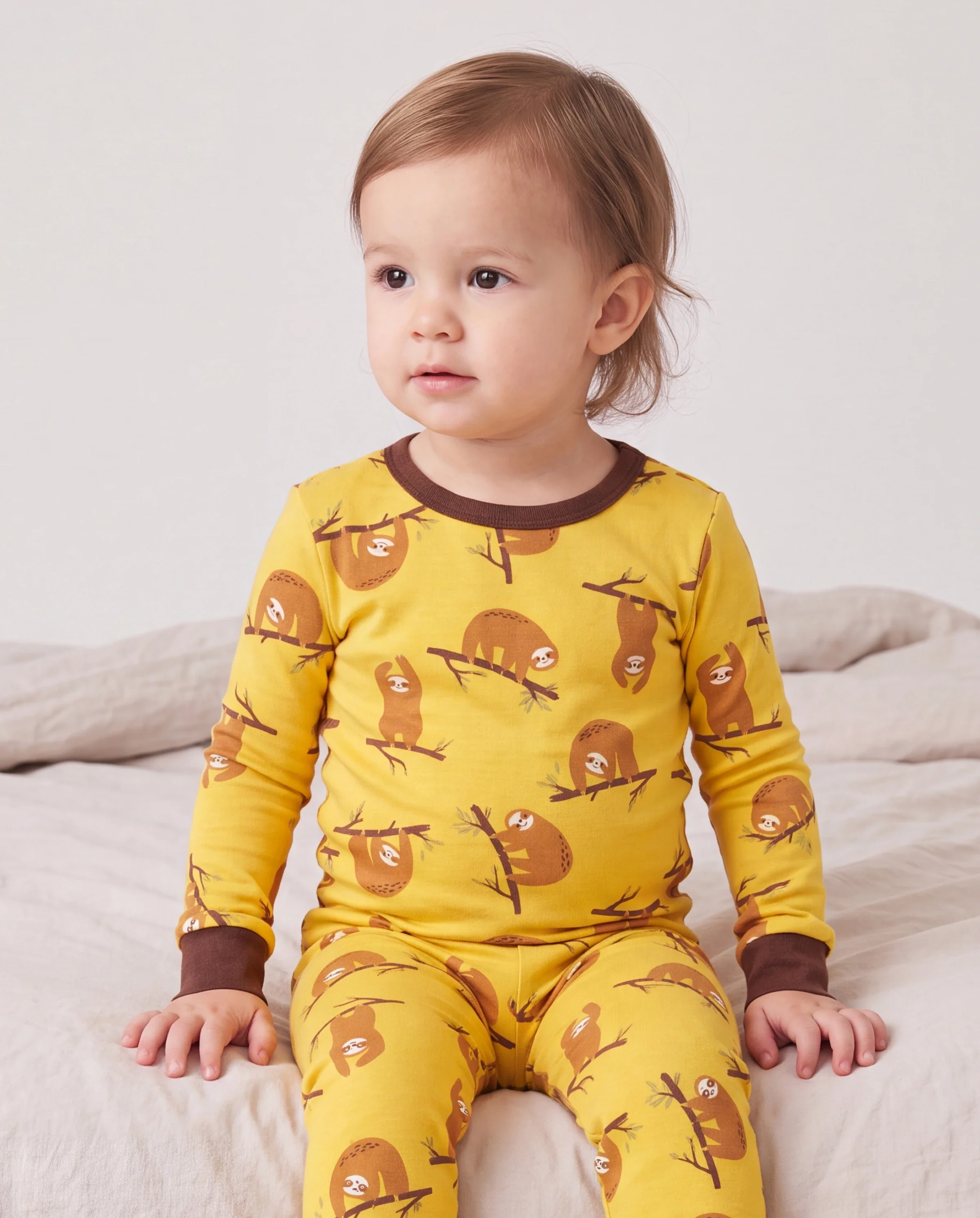 Christmas / Halloween Pajama 2-piece Bamboo Pajamas Set With Childlike Print for Baby / Toddler( Snug-Fitting) Yellow - Image 3
