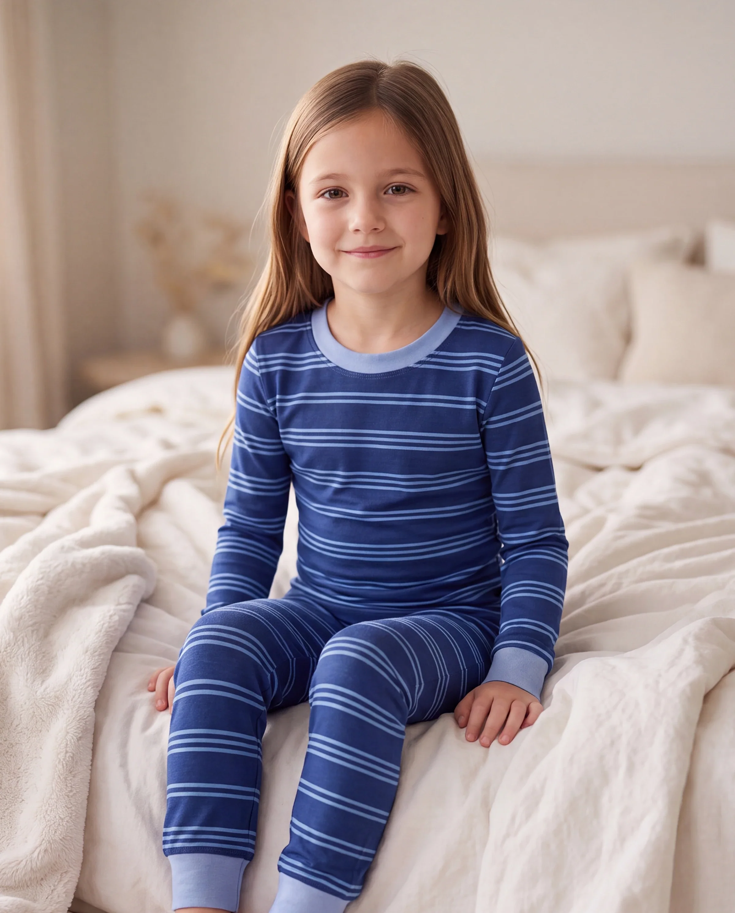 Christmas / Halloween Pajamas 2-piece Bamboo Pajamas Set With Playful Print for Toddler / Kids ( Snug-Fitting) Blue - Image 3