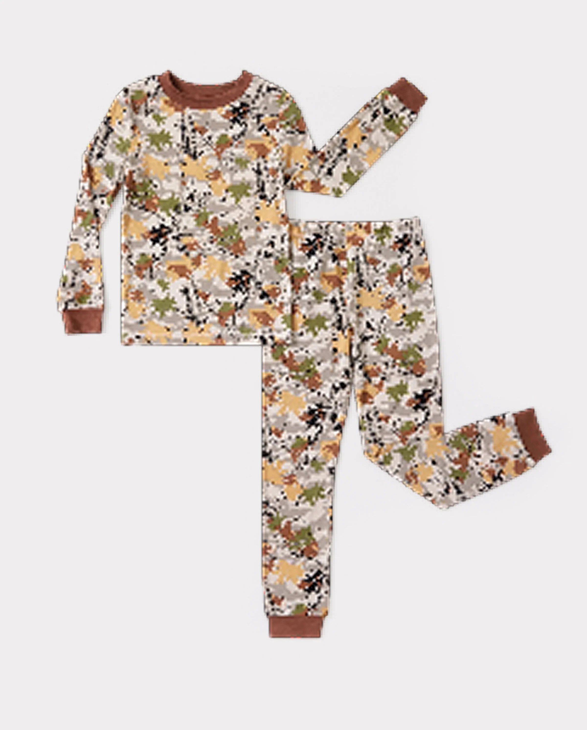 Christmas / Halloween Pajamas 2-piece Bamboo Pajamas Set With Playful Print for Toddler / Kids ( Snug-Fitting) Brown - Image 6
