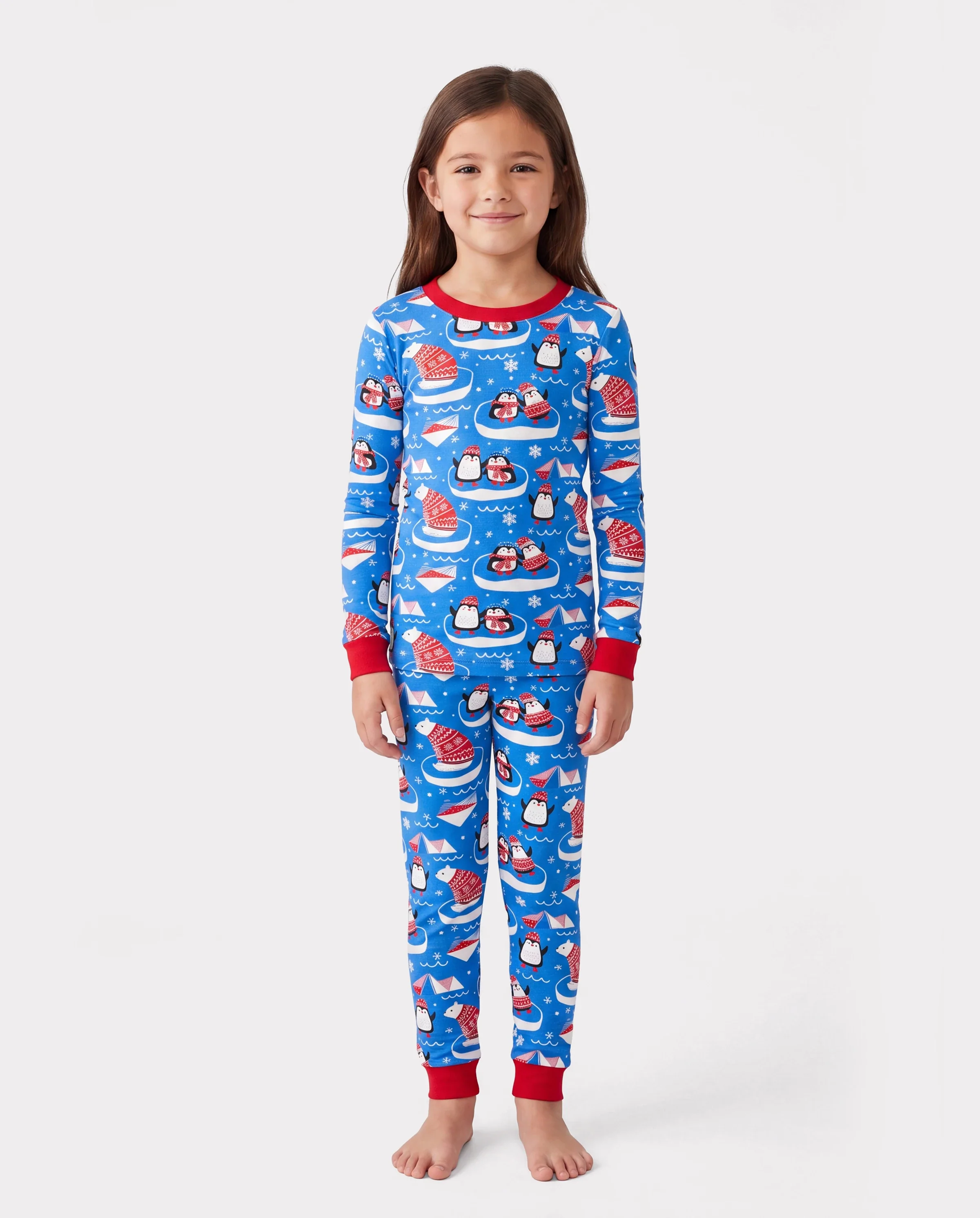 Christmas / Halloween Pajamas 2-piece Bamboo Pajamas Set With Playful Print for Toddler / Kids ( Snug-Fitting) Light Blue
