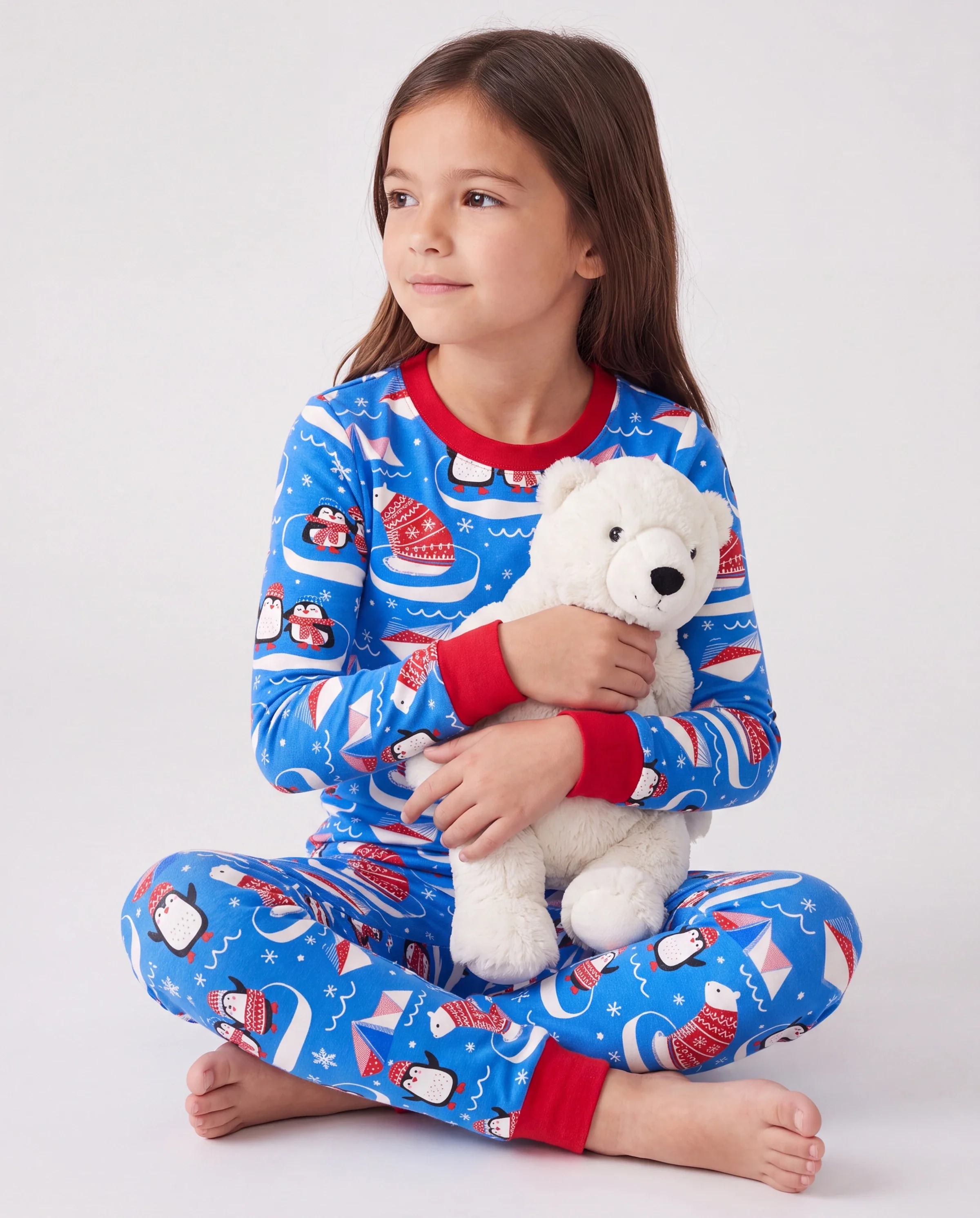 Christmas / Halloween Pajamas 2-piece Bamboo Pajamas Set With Playful Print for Toddler / Kids ( Snug-Fitting) Light Blue - Image 2
