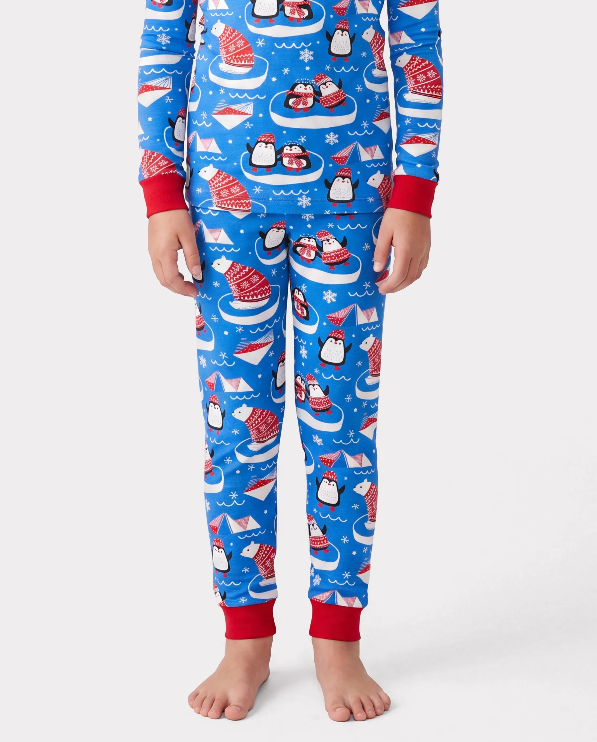 Christmas / Halloween Pajamas 2-piece Bamboo Pajamas Set With Playful Print for Toddler / Kids ( Snug-Fitting) Light Blue - Image 4