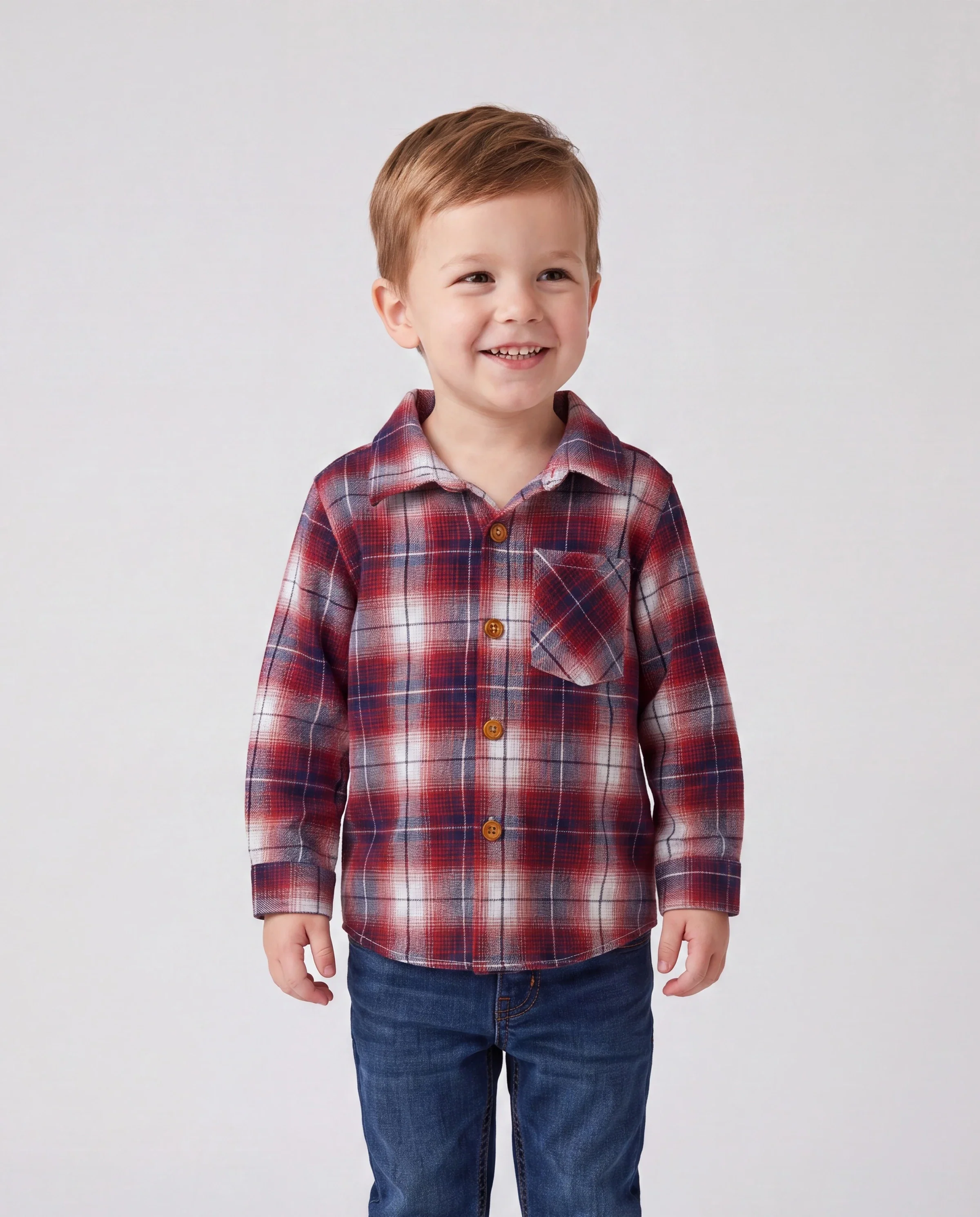 Christmas Plaid Matching Family Outfits Dad/Son Long-sleeve Shirts or Mom/Daughter Dresses Red - Image 4