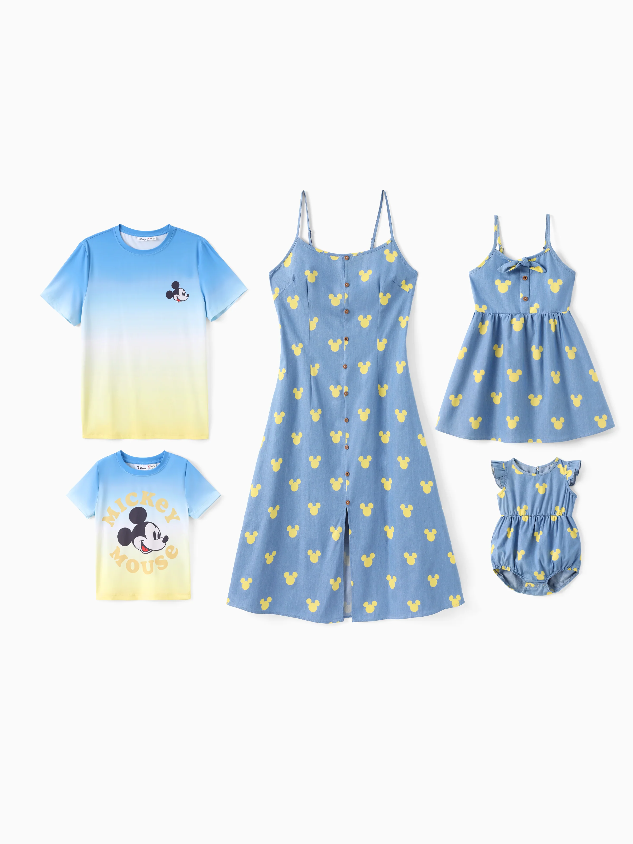 Disney Mickey and Friends Daddy and Me Family matching Mickey Mouse Allover Print Denim Dresse/Jumpsuit/T-shirt Blue - Image 3
