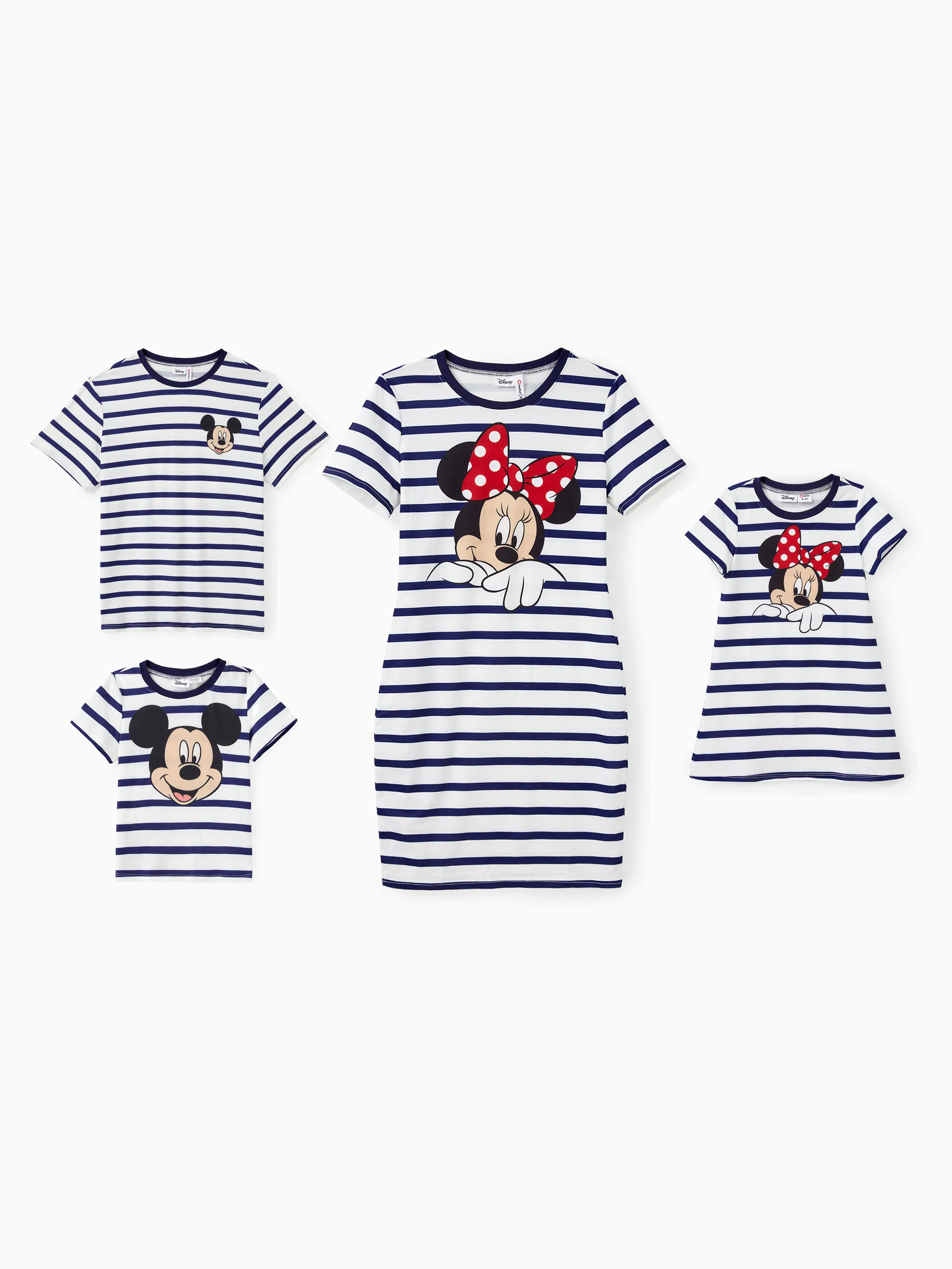 Disney Mickey and Friends Daddy and Me Family Matching Stripe & Character Print Short-sleeve Naia™Dresses and T-shirts Sets COLOREDSTRIPES - Image 3