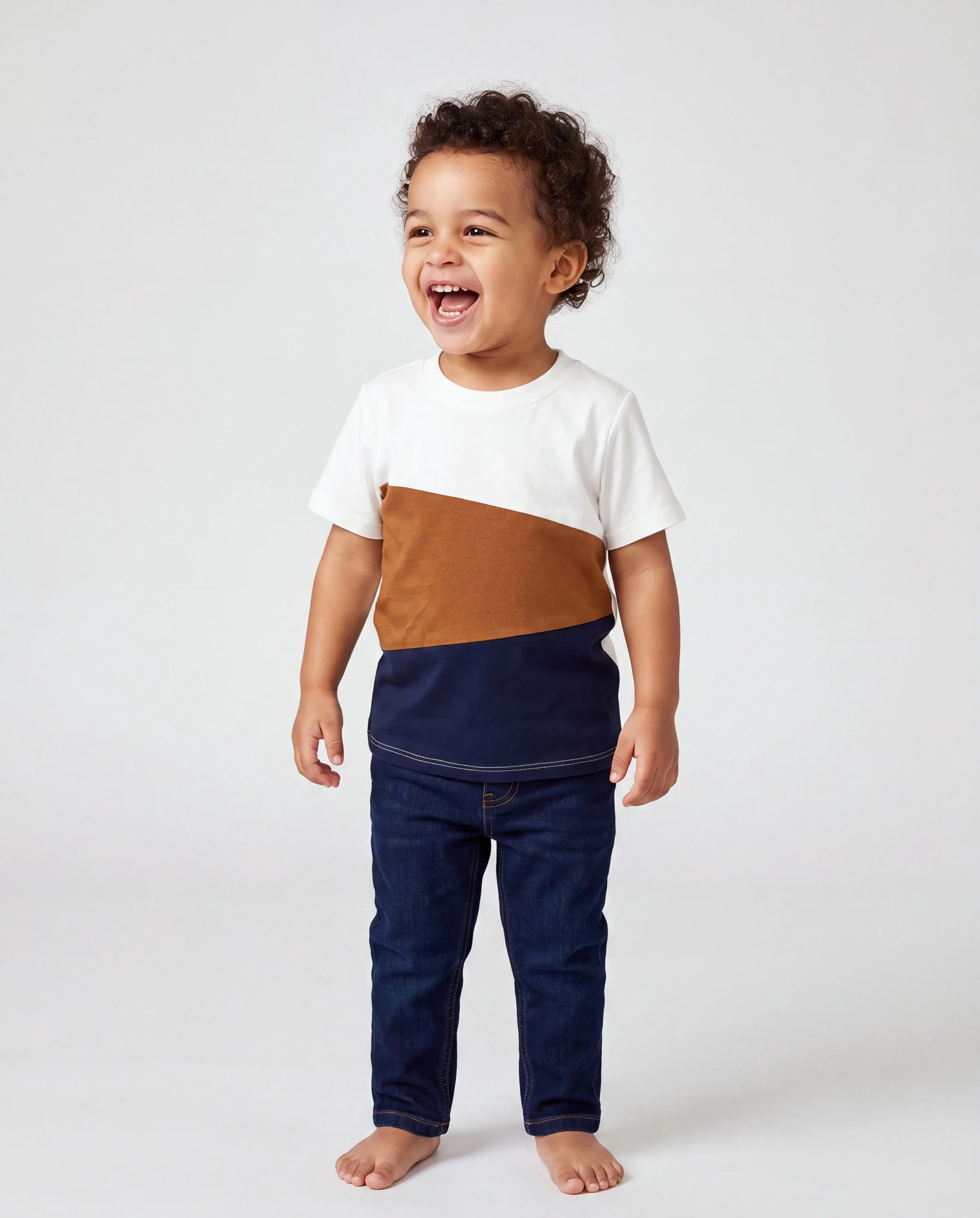 Daddy and Me Family Matching Casual Dress or T-Shirt, Solid Color, Fabric Stitching royalblue - Image 3