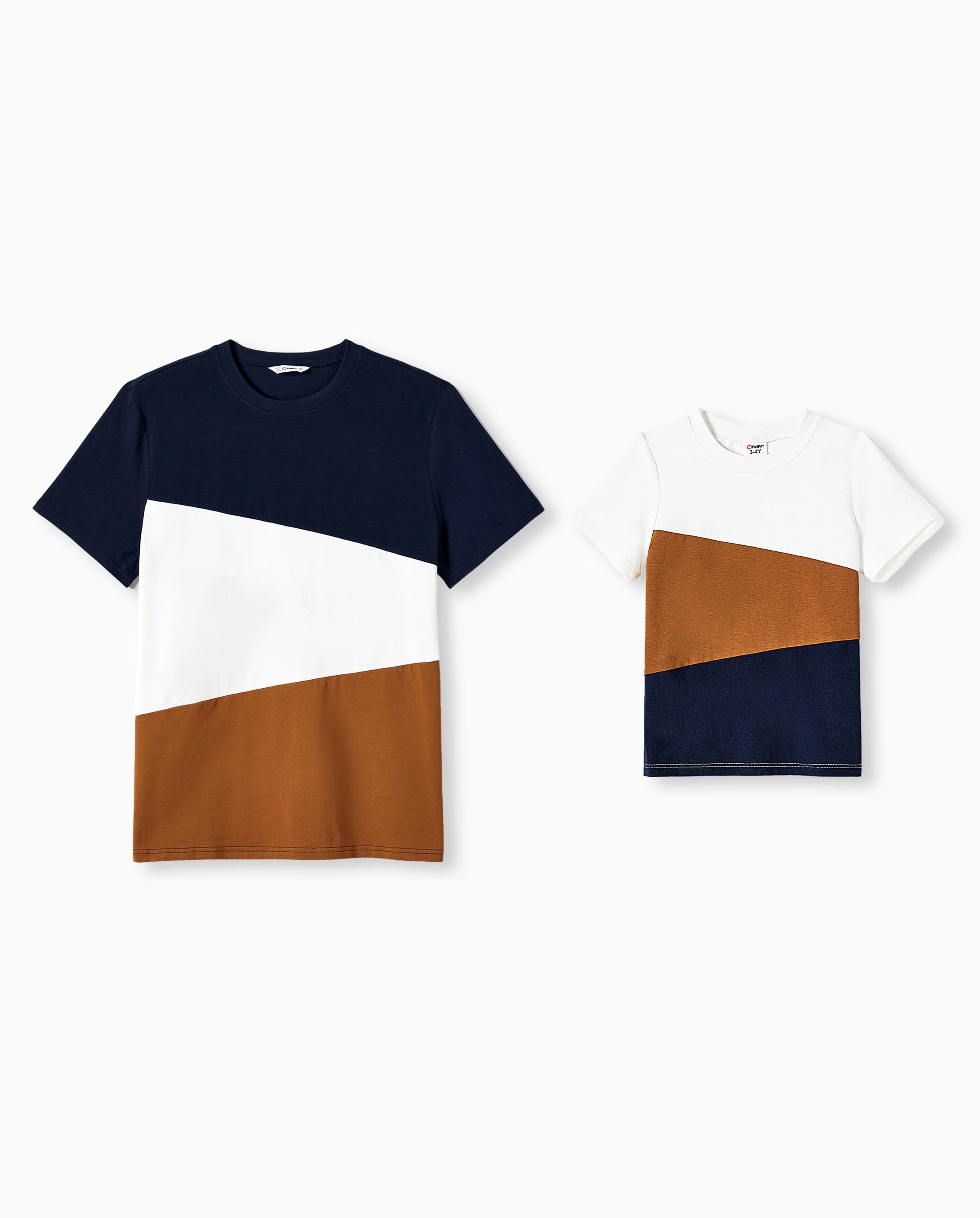 Daddy and Me Family Matching Casual Dress or T-Shirt, Solid Color, Fabric Stitching royalblue - Image 7