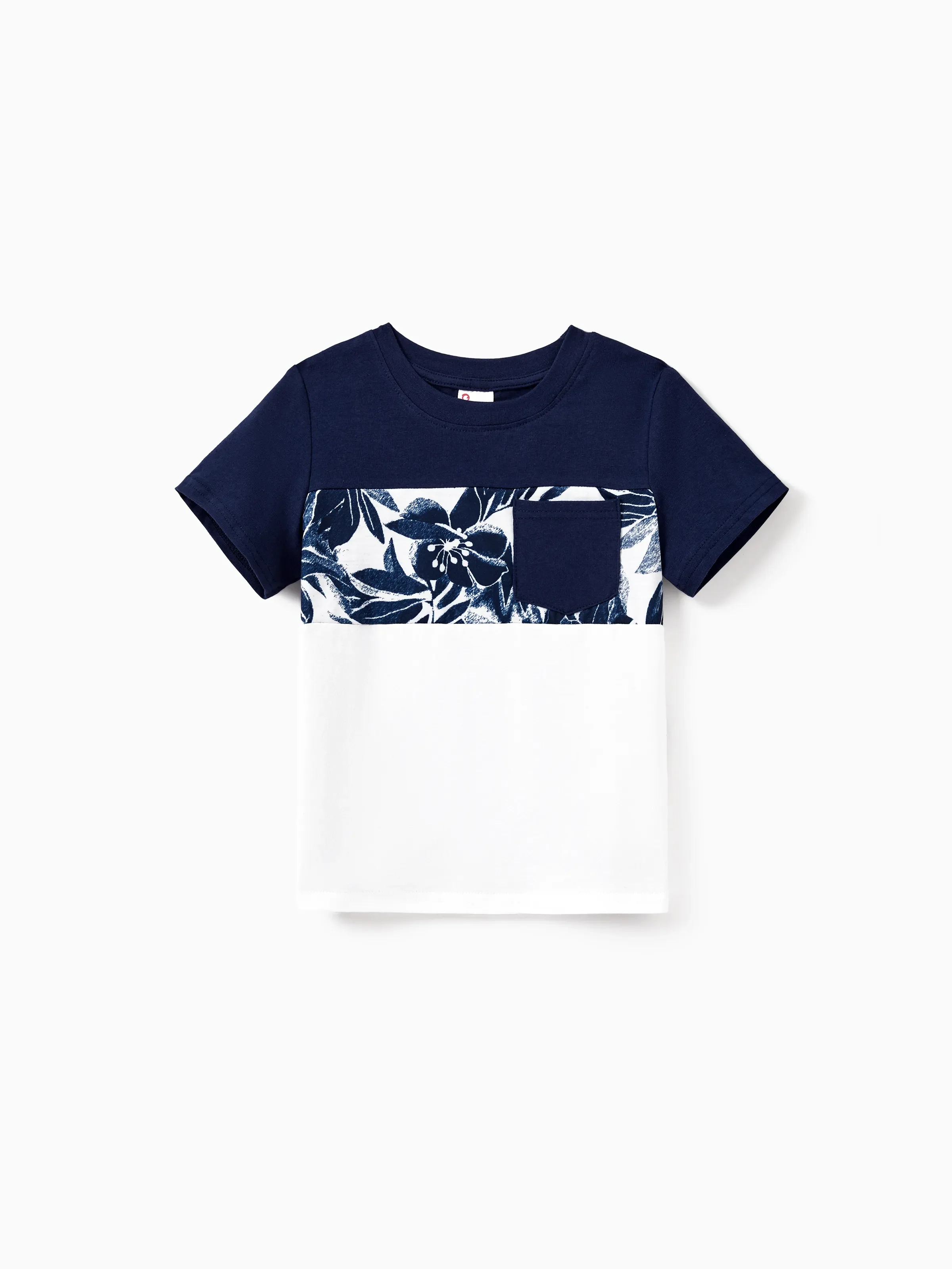 Daddy and Me Family Matching Cotton Tee Flora Print Splicing Shirt or Tank Dress Deep Blue - Image 8
