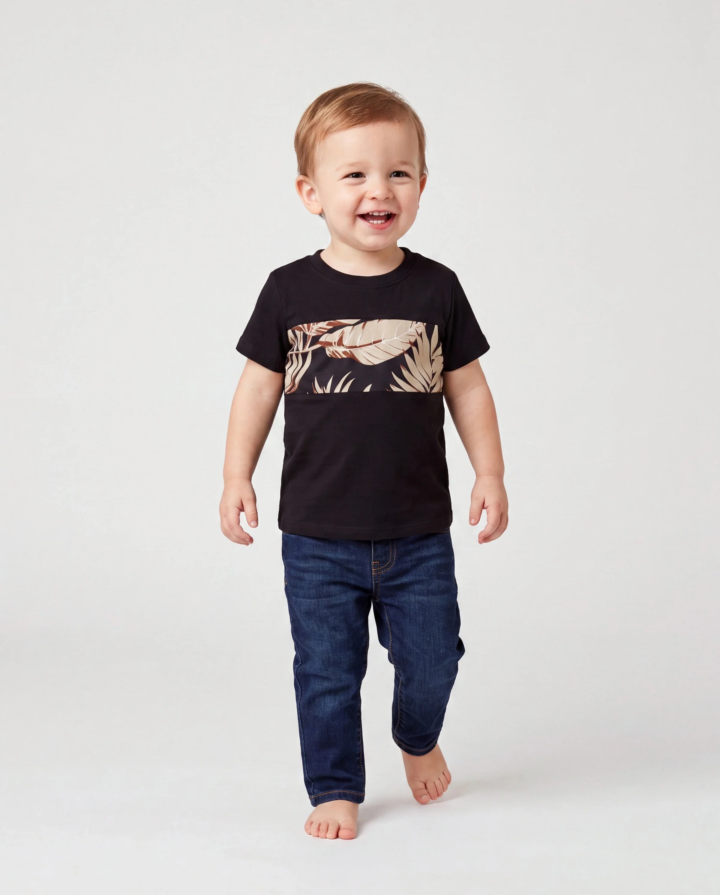 Daddy and Me Family Matching Floral Print Belted Cami Dresses And Solid Short Sleeve Tops Sets Black - Image 3