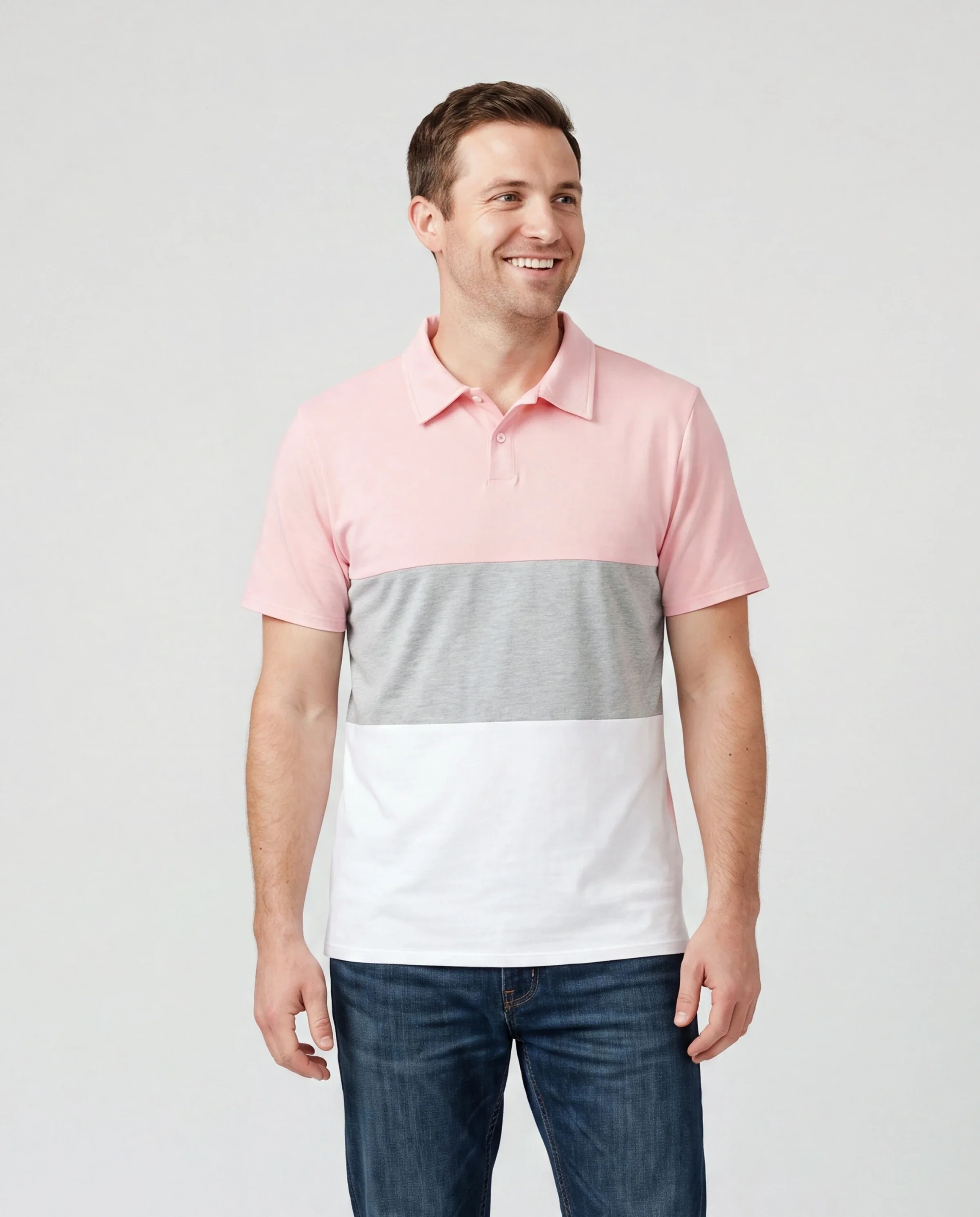Daddy and Me Family Matching Pink Sleeveless Splicing Floral Print Midi Dresses and Colorblock Short-sleeve Polo Shirts Sets Pink - Image 2