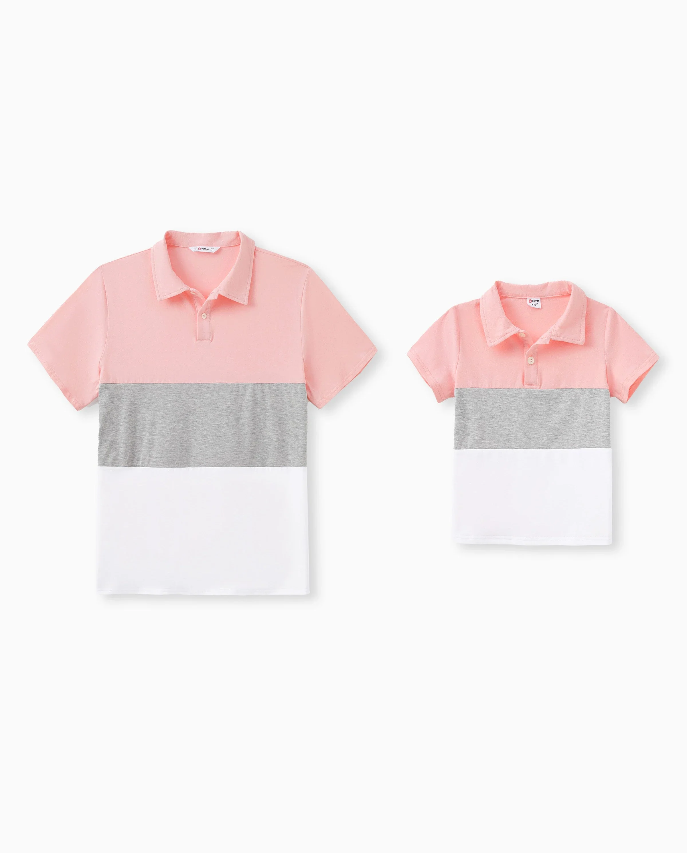 Daddy and Me Family Matching Pink Sleeveless Splicing Floral Print Midi Dresses and Colorblock Short-sleeve Polo Shirts Sets Pink - Image 7