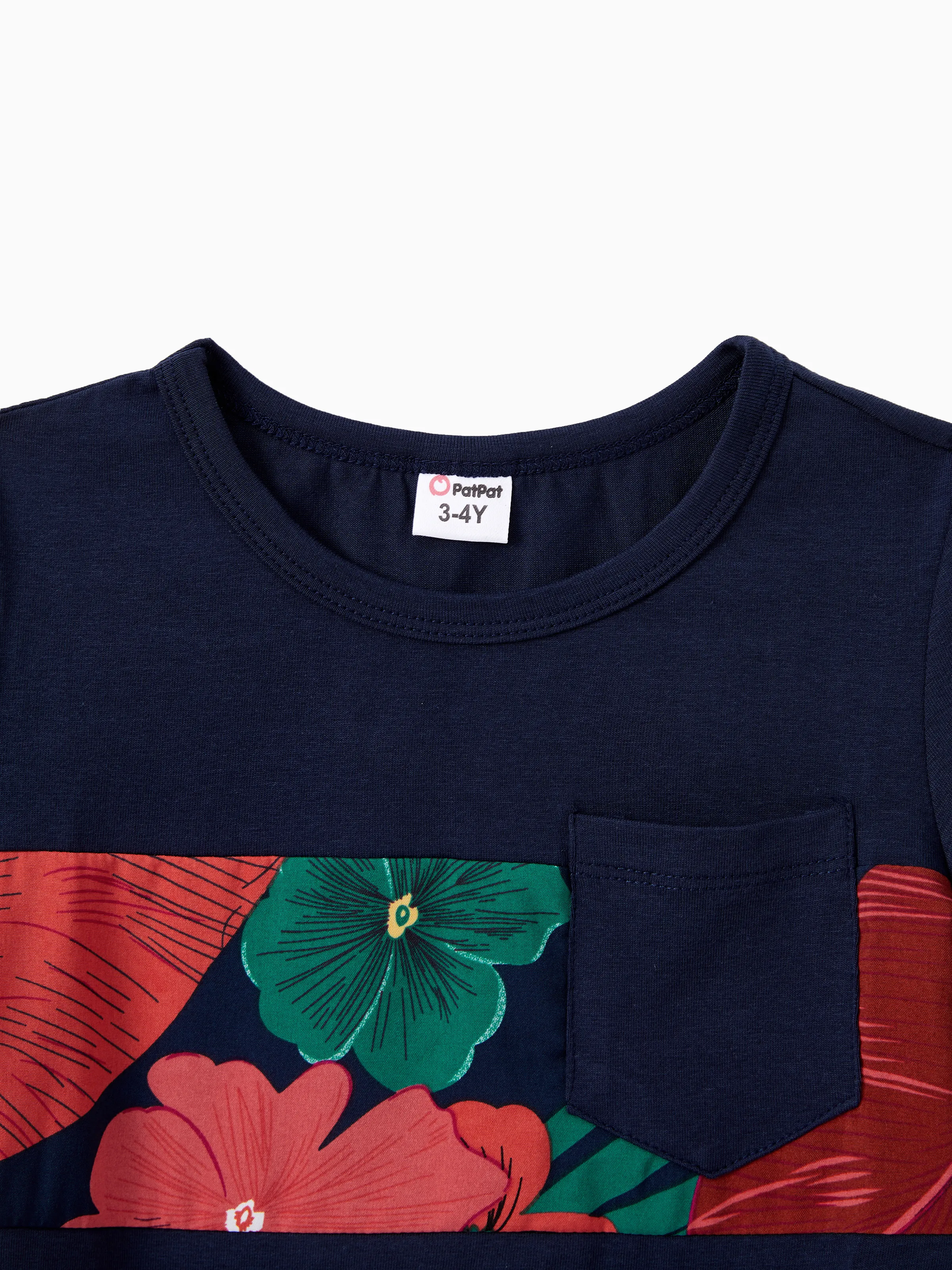 Daddy and Me Family Matching Sets Floral Panel Black tee and V-neck Strap Dress with Hidden Snap Deep Blue - Image 10