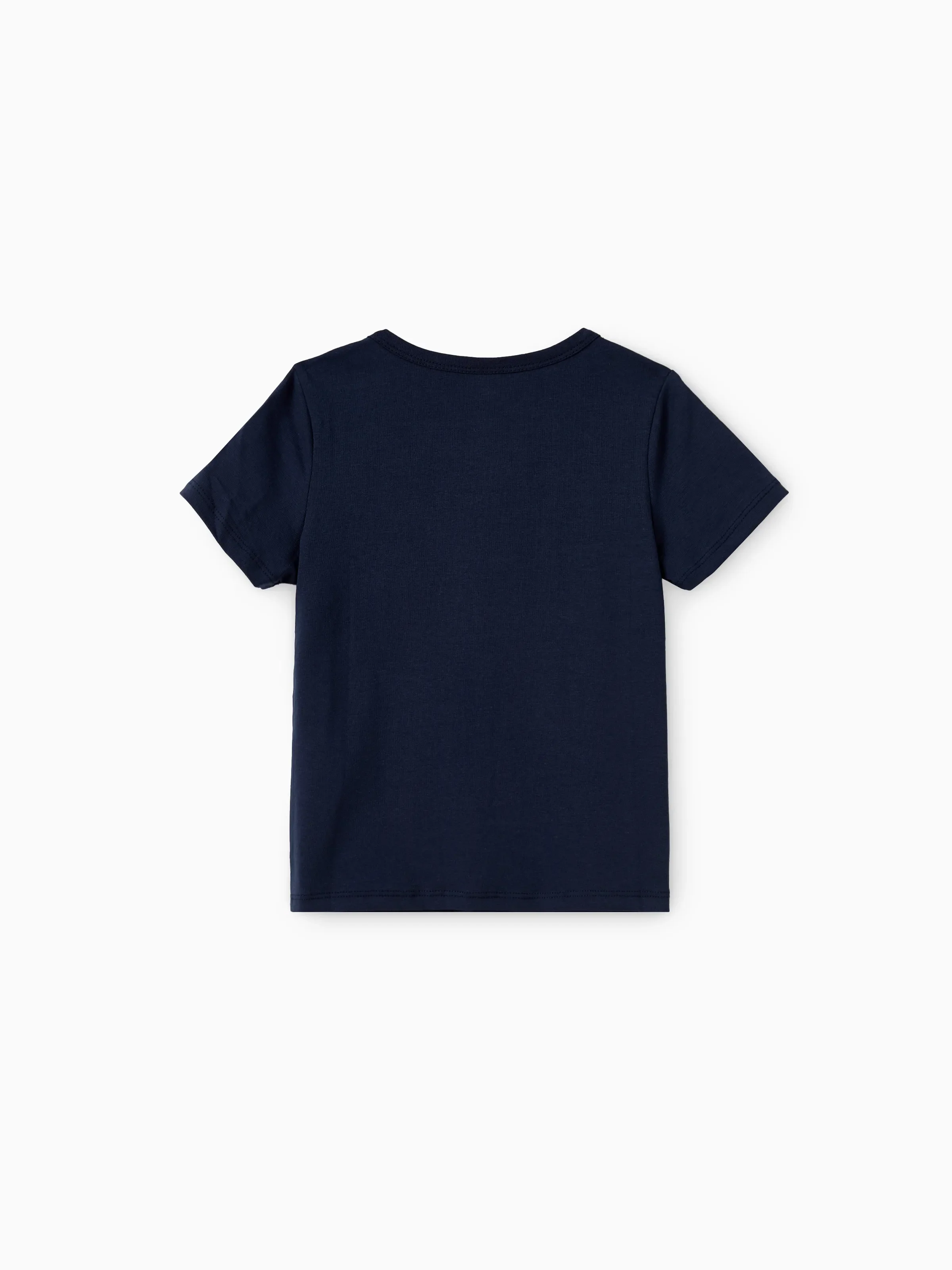 Daddy and Me Family Matching Sets Floral Panel Black tee and V-neck Strap Dress with Hidden Snap Deep Blue - Image 9