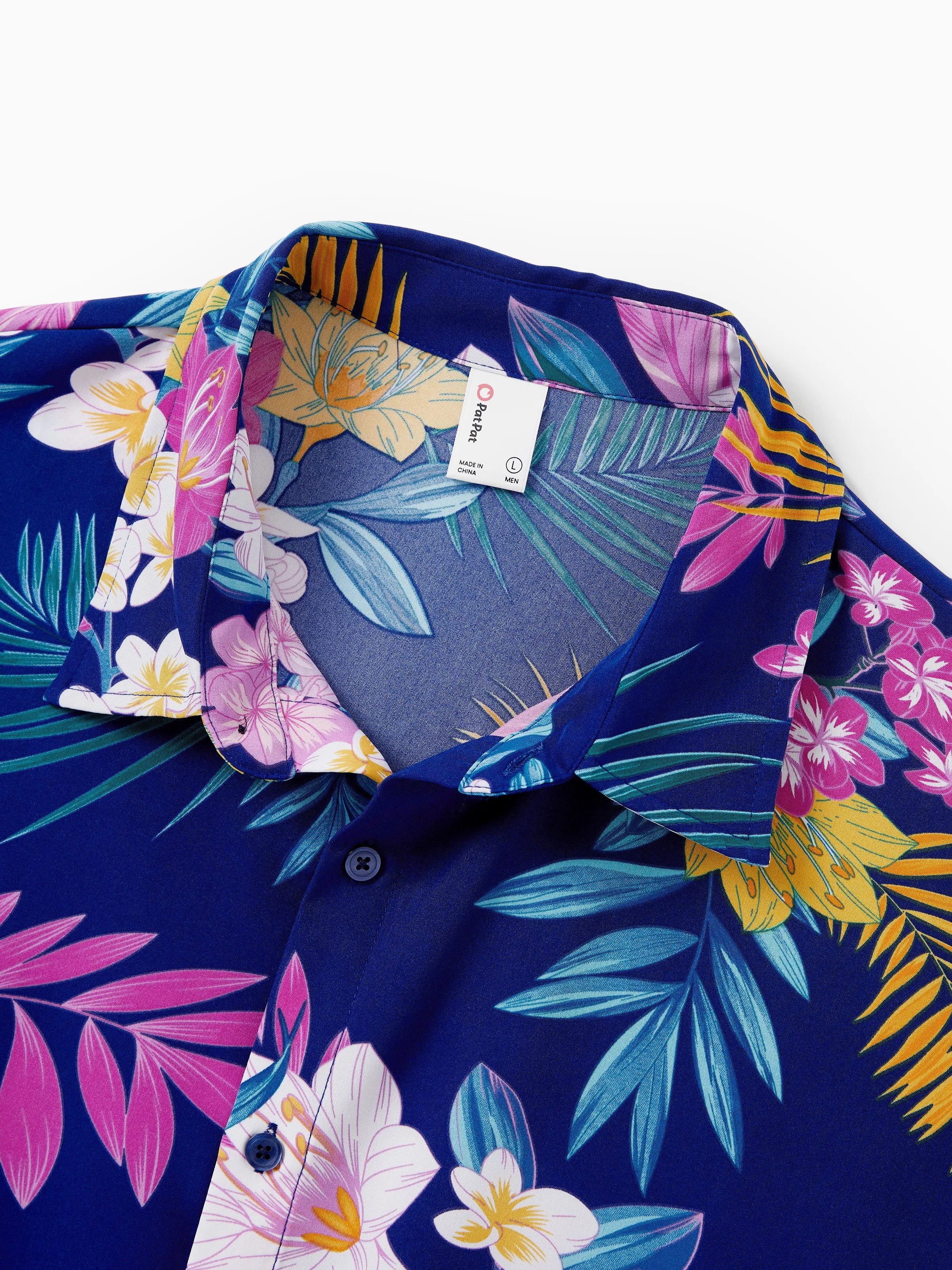 Daddy and Me Matching Family Hawaiian Outfits Tropical Floral Print Strap Dress or Short-sleeve Shirts & Shorts Set Summer Beachwear Set for Vacation Deep Blue - Image 8