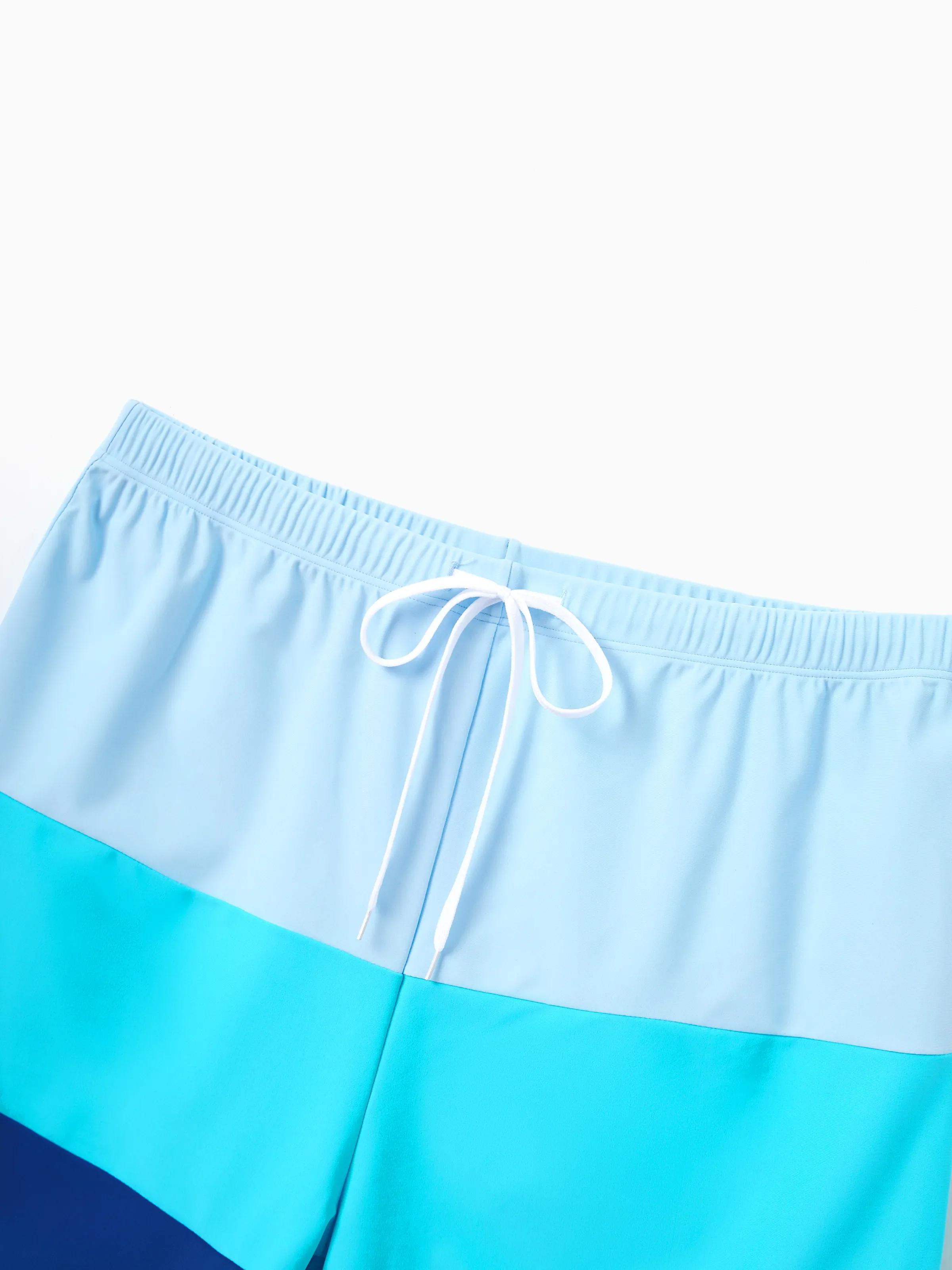 Daddy & Daughter Color Block Swimsuits One Shoulder Swim Dress / Swim Trunks Set Blue - Image 5