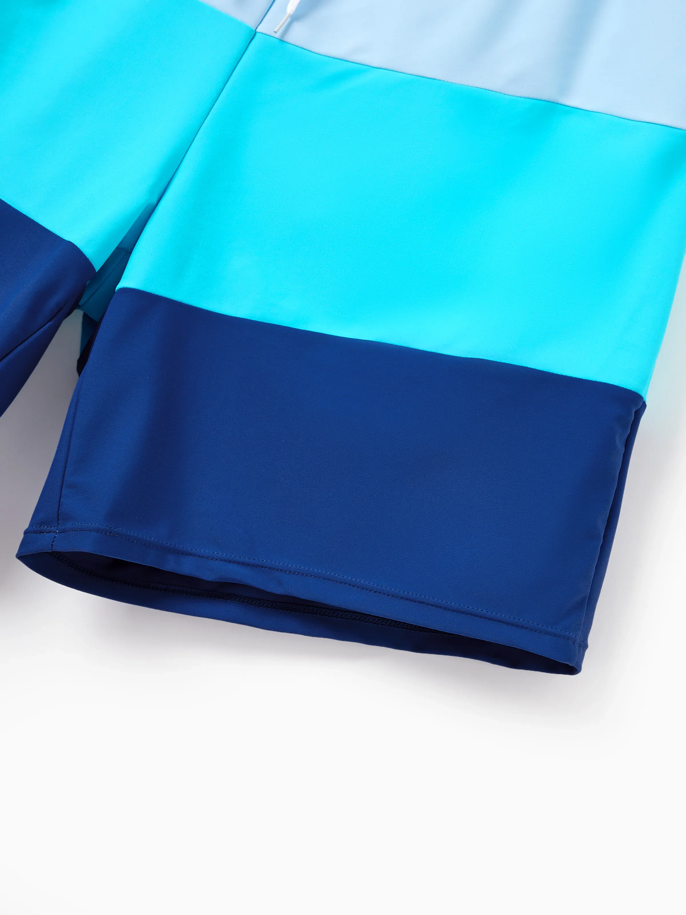 Daddy & Daughter Color Block Swimsuits One Shoulder Swim Dress / Swim Trunks Set Blue - Image 6
