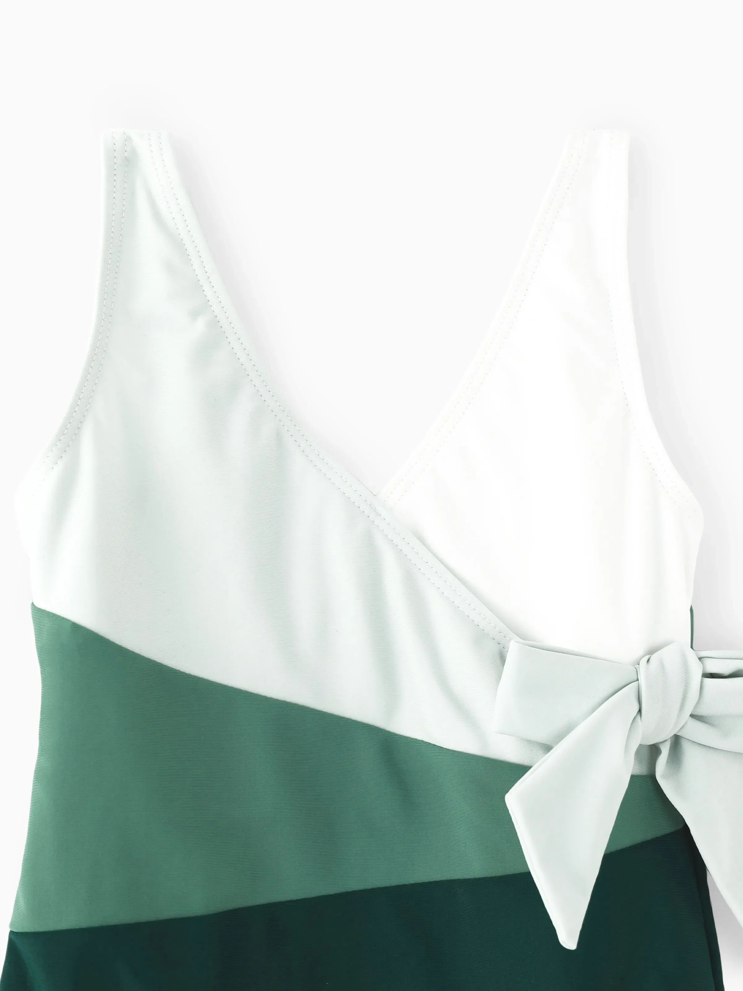 Daddy & Daughter Colorblock Swim Trunks or Wrap Side V-Neck Swimsuit MultiColour - Image 7