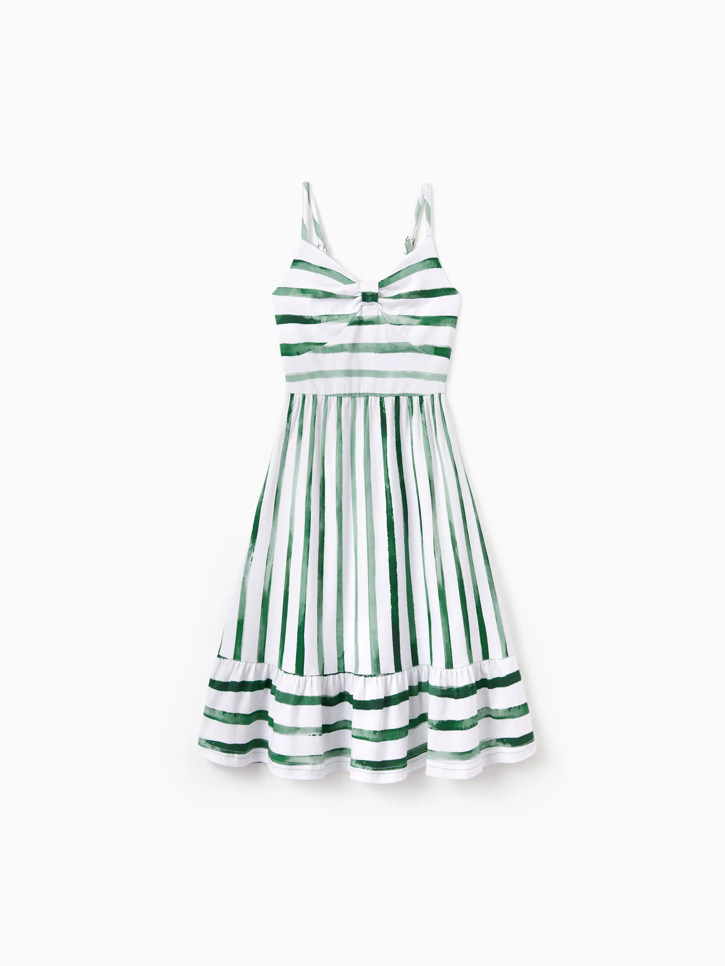 Daddy & Daughter Cotton Outfits Set Green Striped T-Shirt and Dress Set for Dad, Mom, Kids & Baby, Perfect for Summer Family Outings & Photos Green - Image 13