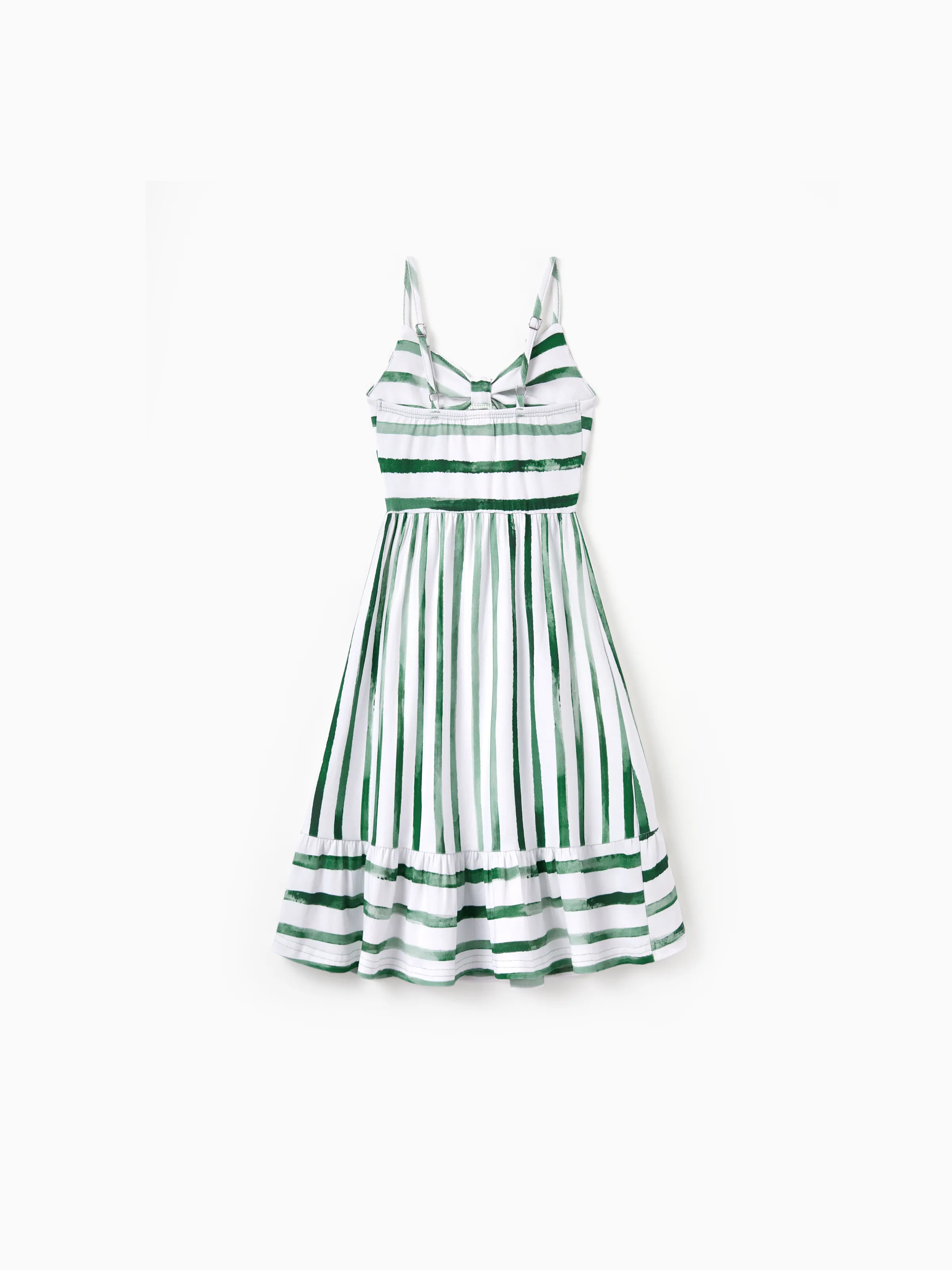 Daddy & Daughter Cotton Outfits Set Green Striped T-Shirt and Dress Set for Dad, Mom, Kids & Baby, Perfect for Summer Family Outings & Photos Green - Image 14