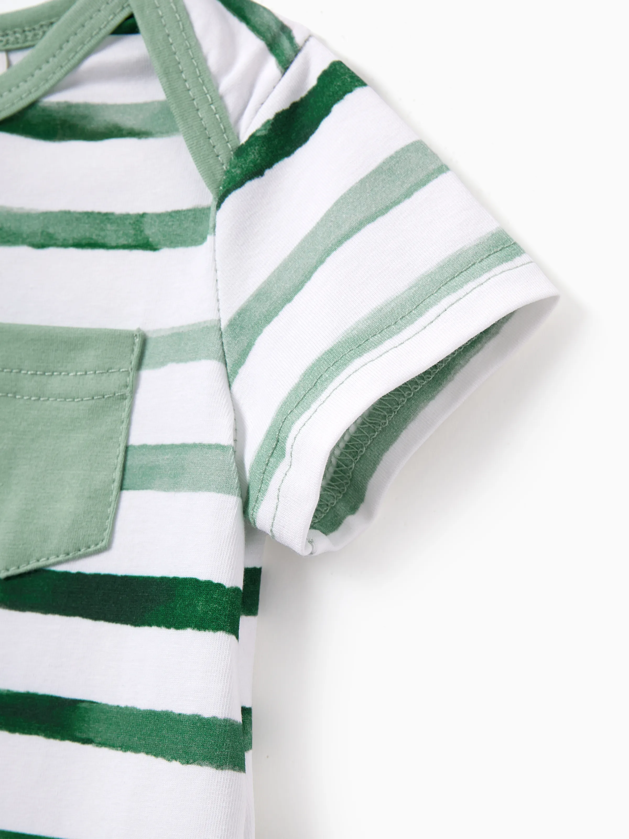 Daddy & Daughter Cotton Outfits Set Green Striped T-Shirt and Dress Set for Dad, Mom, Kids & Baby, Perfect for Summer Family Outings & Photos Green - Image 21