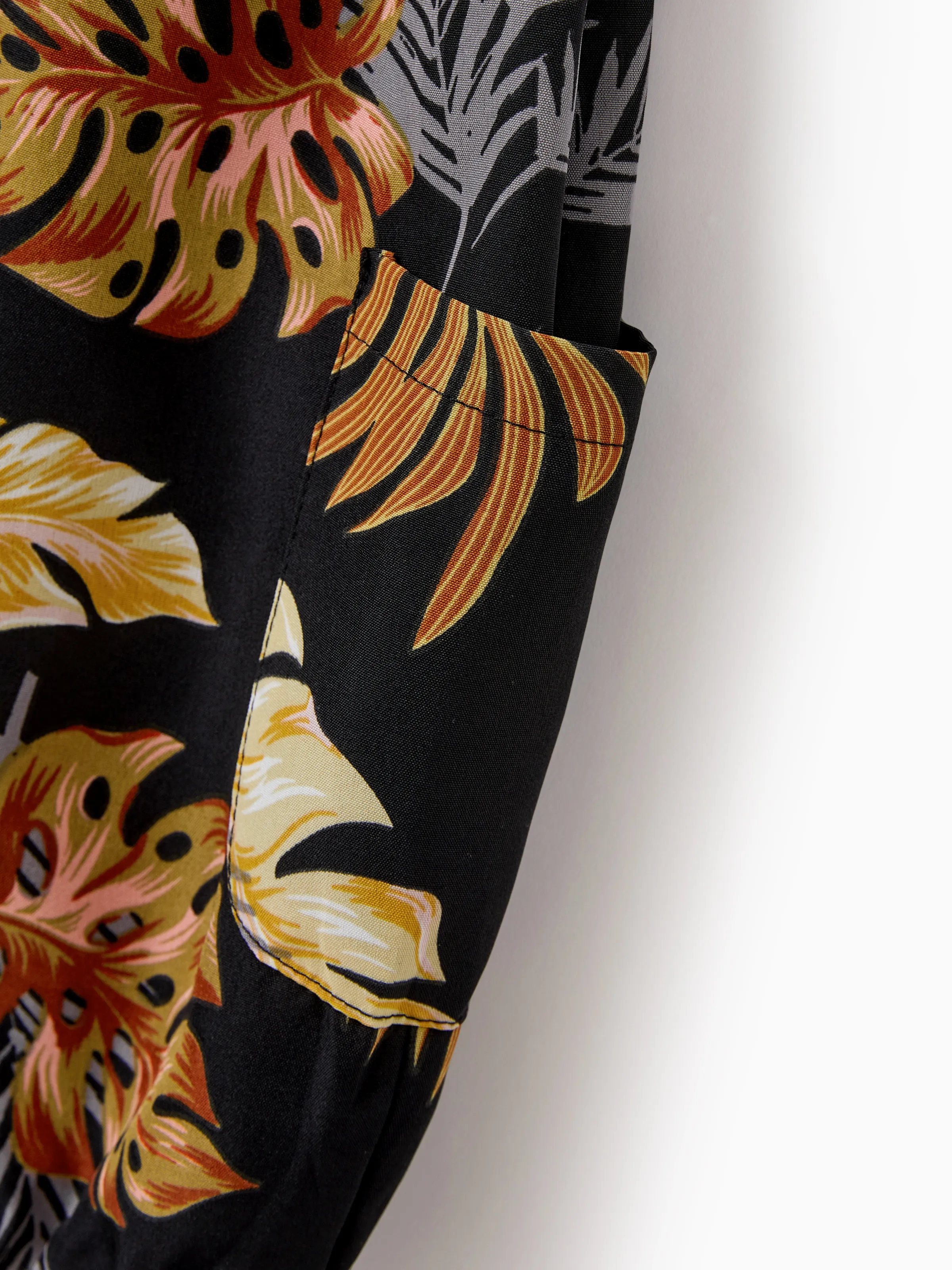 Daddy & Daughter Floral Print Beach Wear Short-sleeve Shirt or Camisole top and Wide-Leg Pants Set for Summer Vacation Family Looks Black+White - Image 21