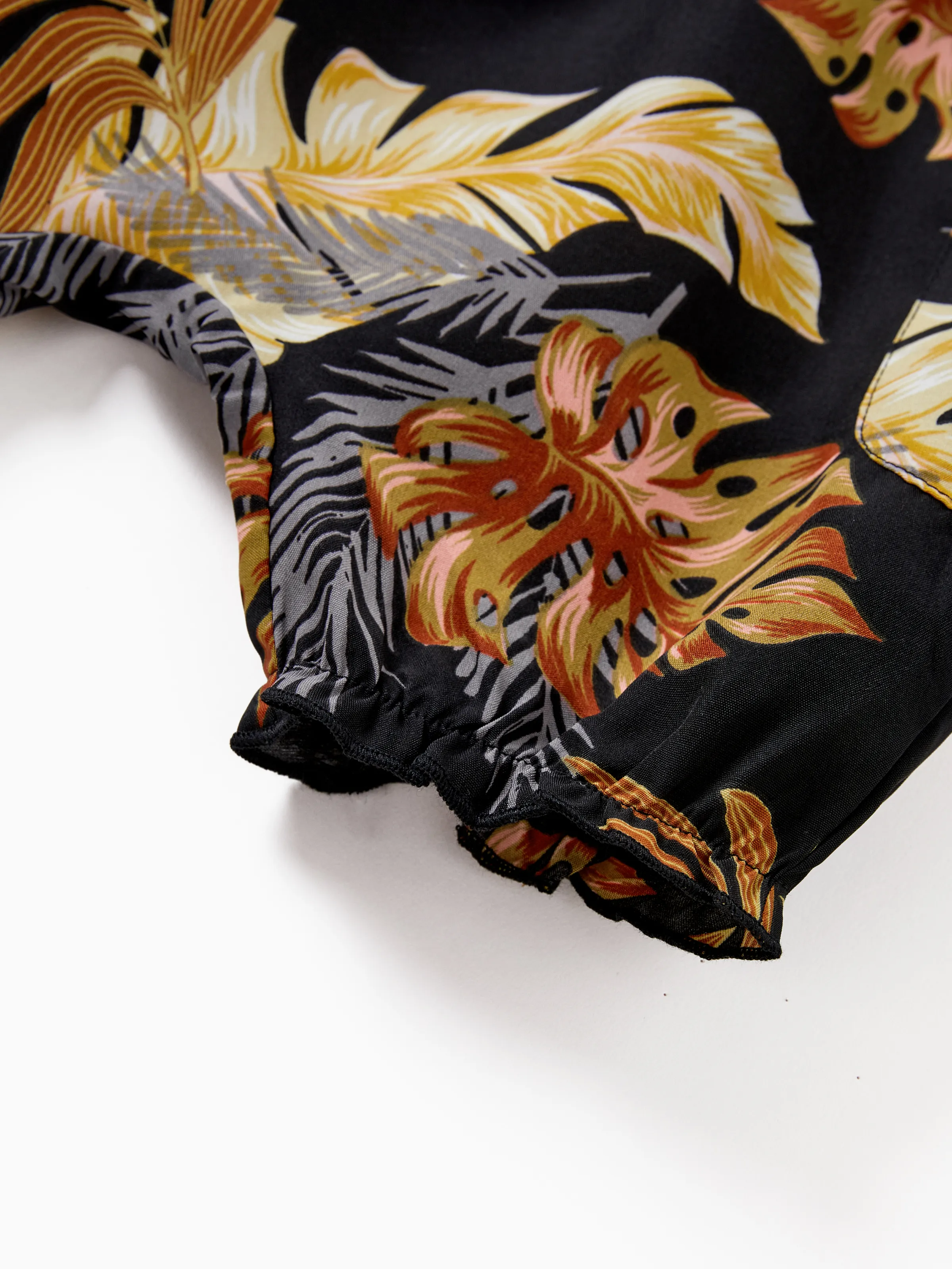 Daddy & Daughter Floral Print Beach Wear Short-sleeve Shirt or Camisole top and Wide-Leg Pants Set for Summer Vacation Family Looks Black+White - Image 22
