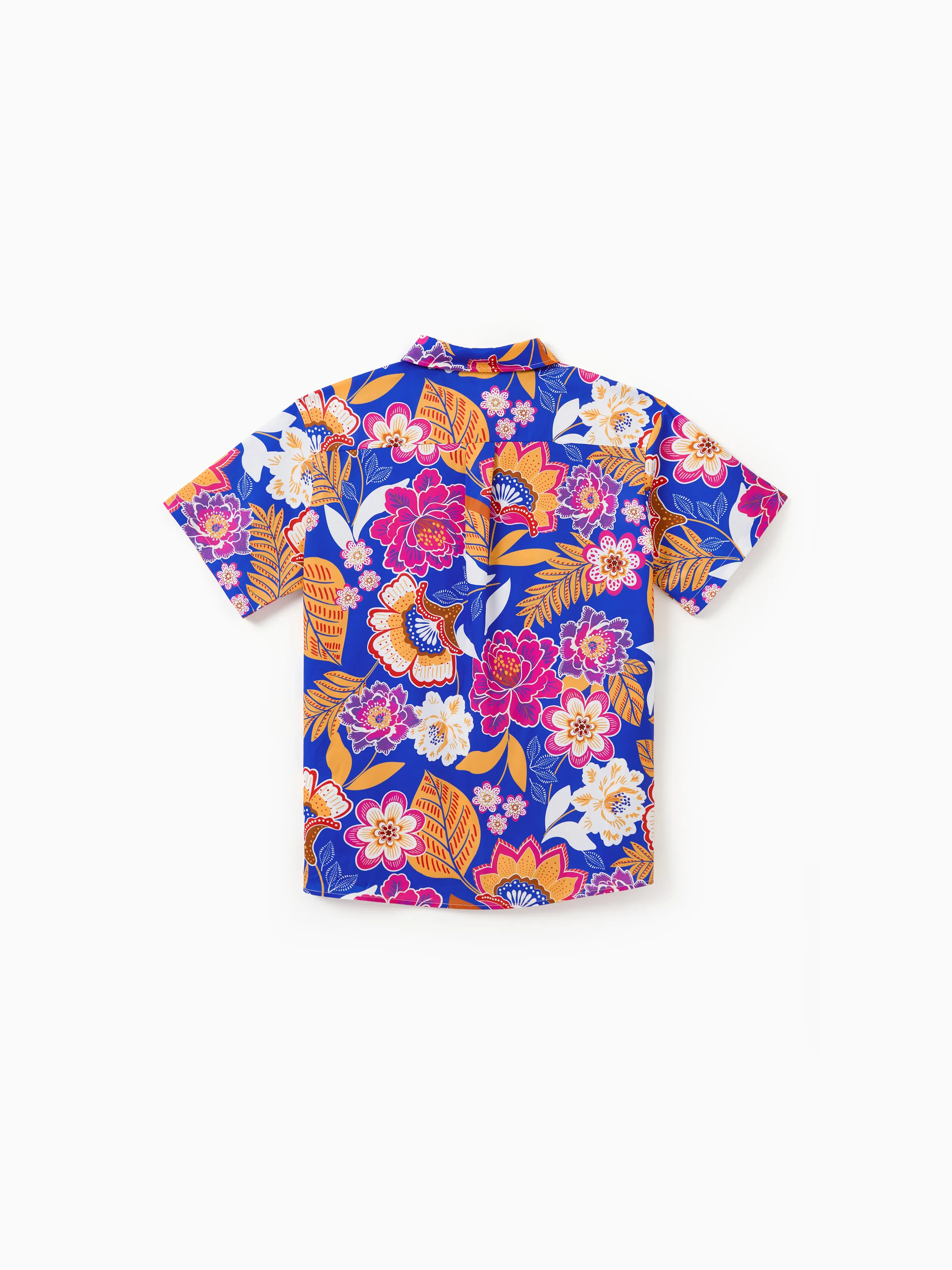 Daddy & Daughter Hawaiian Outfits Tropical Floral Print Vacation Clothes Strap Belted Dress or Short-sleeve Shirts Summer Beachwear Set Navy - Image 4