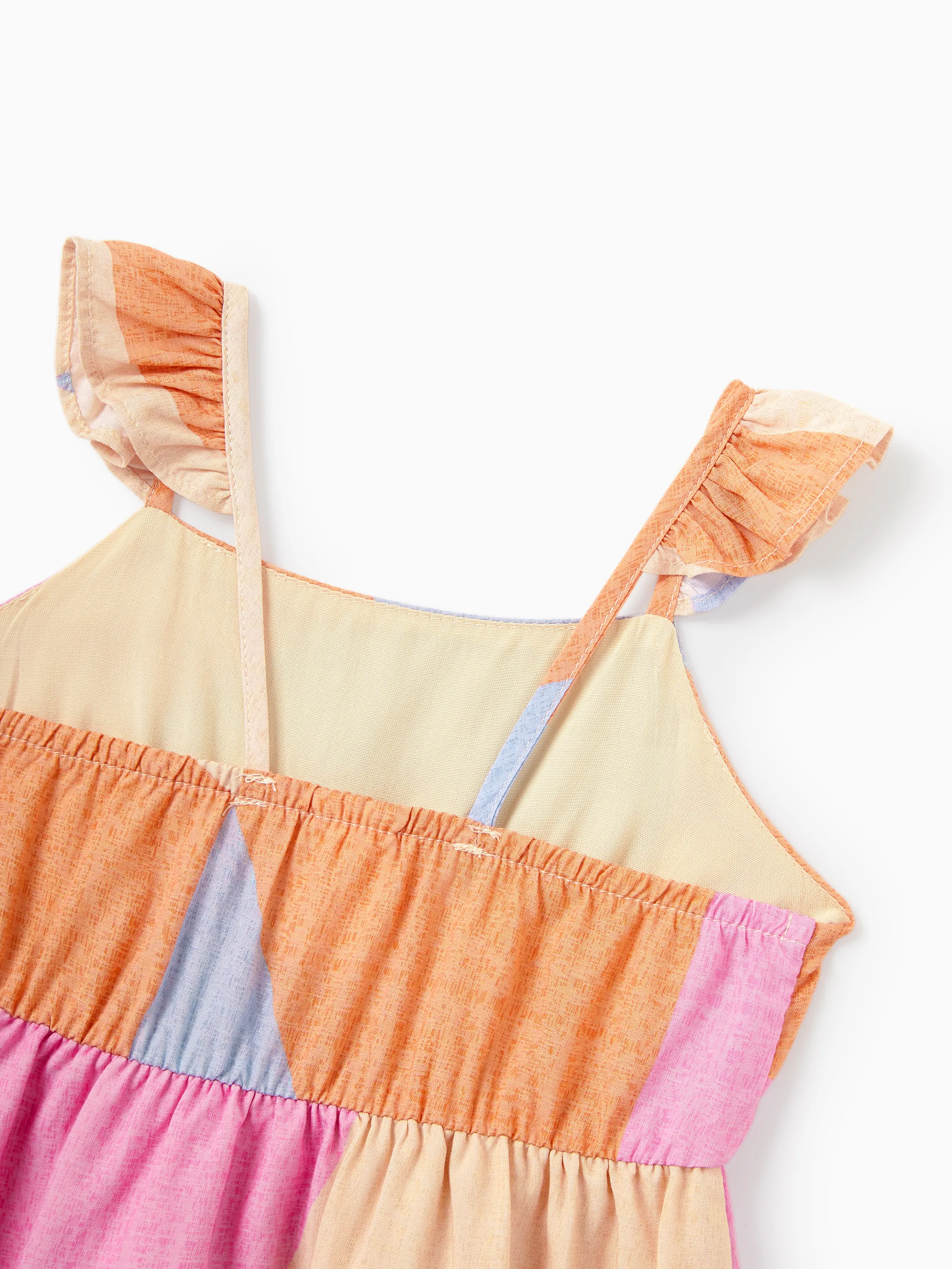 Daddy & Daughter Outfits Set Colorblock Sleeveless Strappy Dress or Short-sleeve T-shirt Multi-color - Image 21